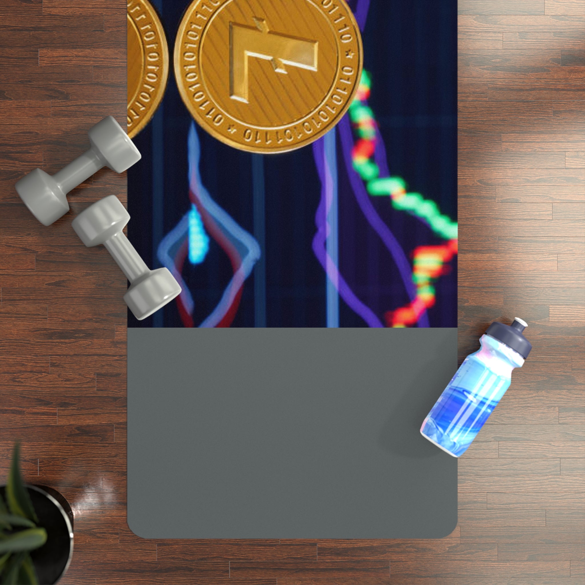 Litcoin Cryptocurrency Coin Chart Rubber Yoga Mat | Crypto Trading Design