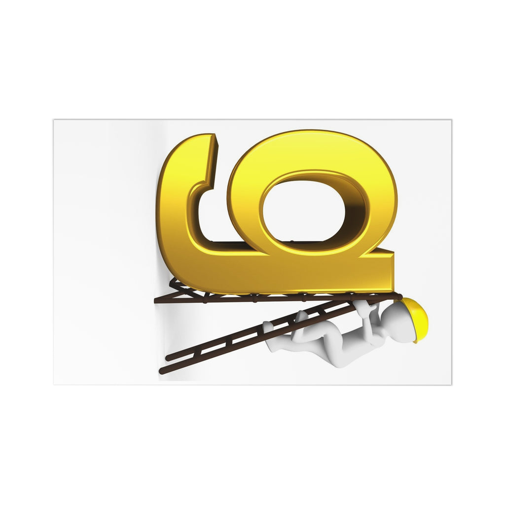 3D Gold Letter g Postcard Set, Construction Worker Illustration | Pack of 7