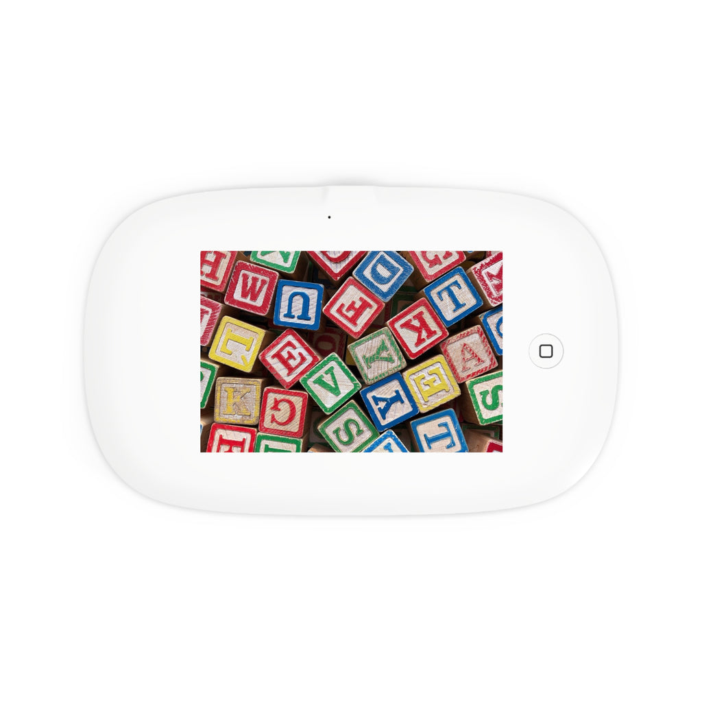Alphabet Blocks Pattern UV Phone Sanitizer and Wireless Charging Pad | Baby ABC Design