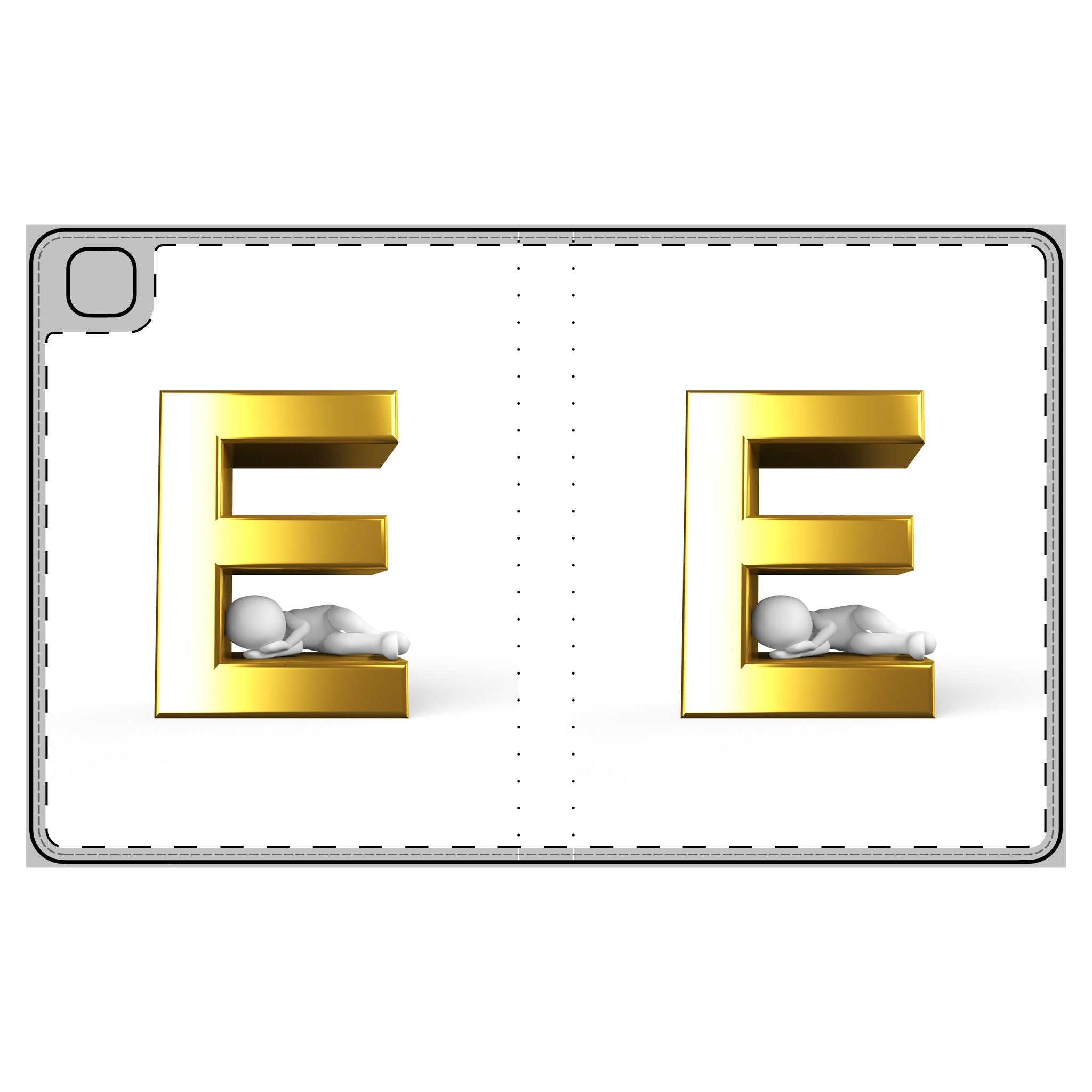 Gold Letter E with Sleeping Figure Tablet Folio Case | Monogram E