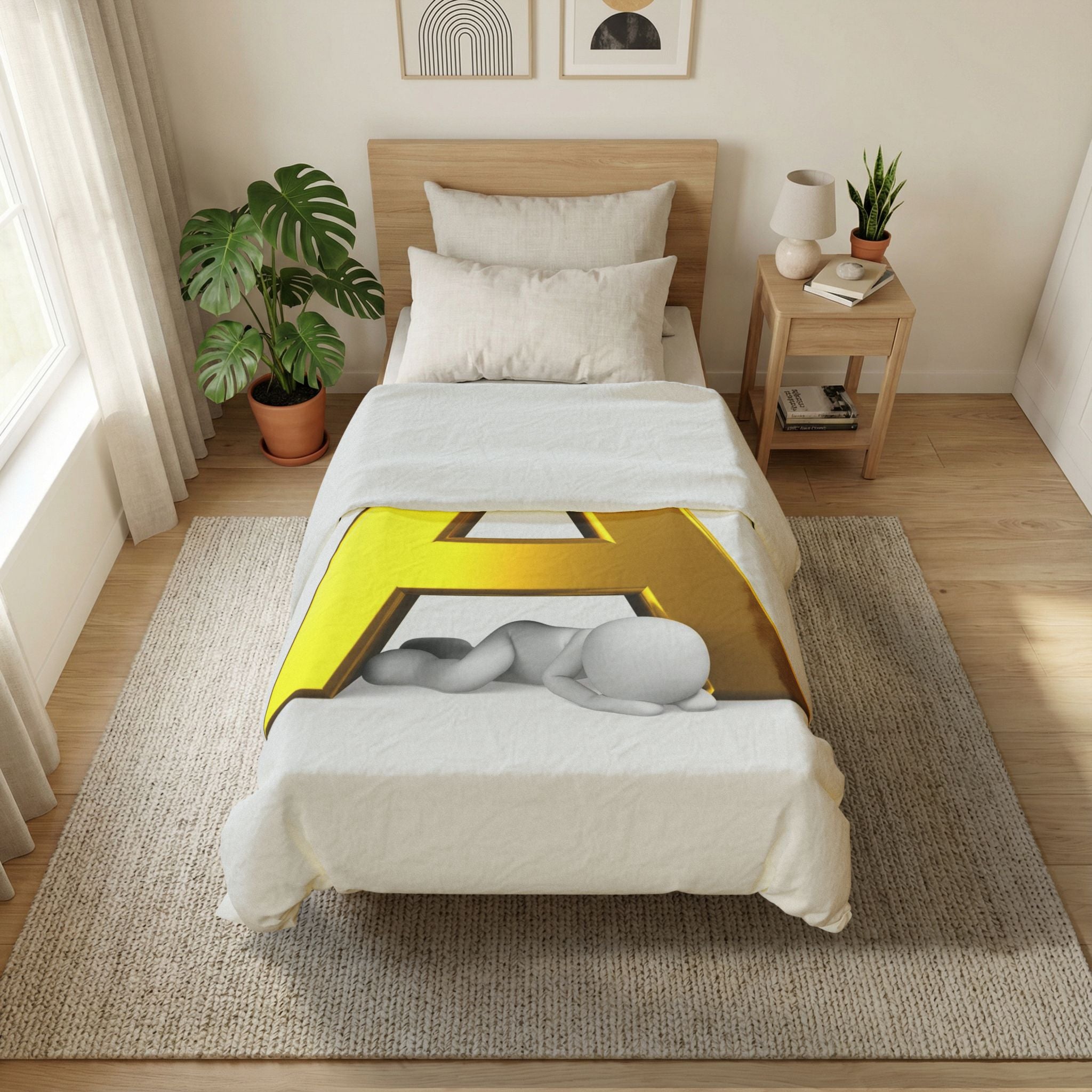Gold Letter Ä monogram Duvet Cover | Initial typography bedding