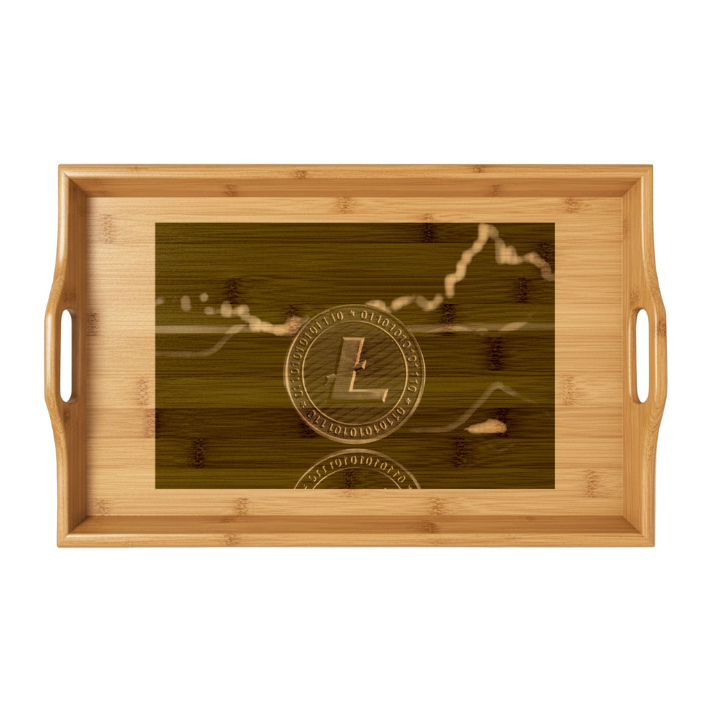Litecoin Crypto Engraved Bamboo Serving Tray | Cryptocurrency Logo