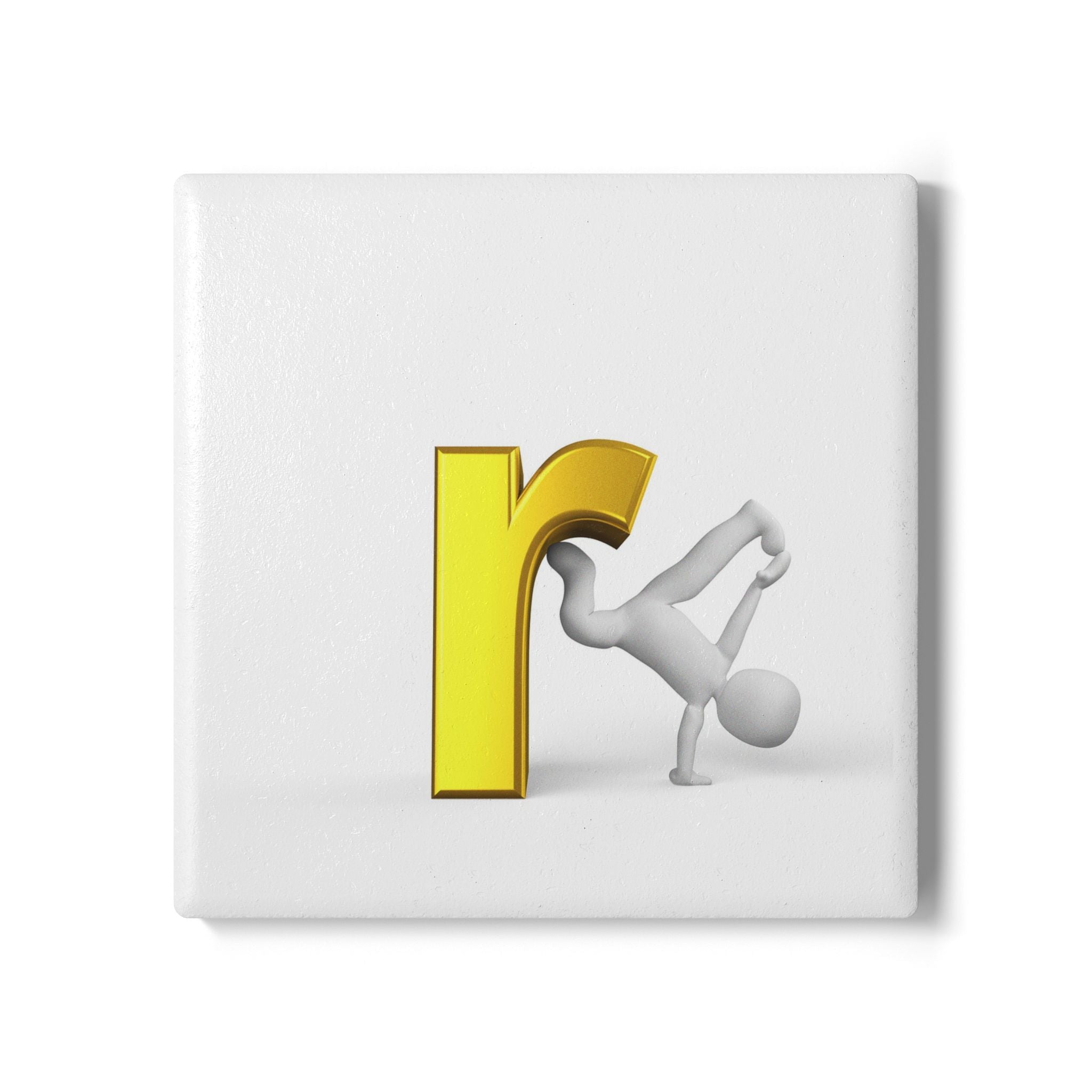 Letter R Breakdance Coaster | Golden R with Figure, Typography Drink Mat