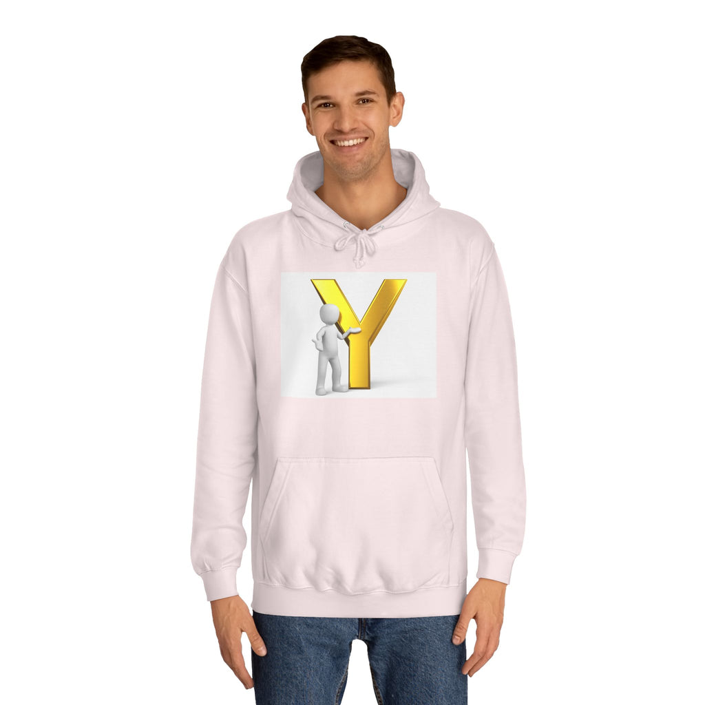 3D Gold Letter Y with Figure Hoodie | Initial Monogram Sweatshirt