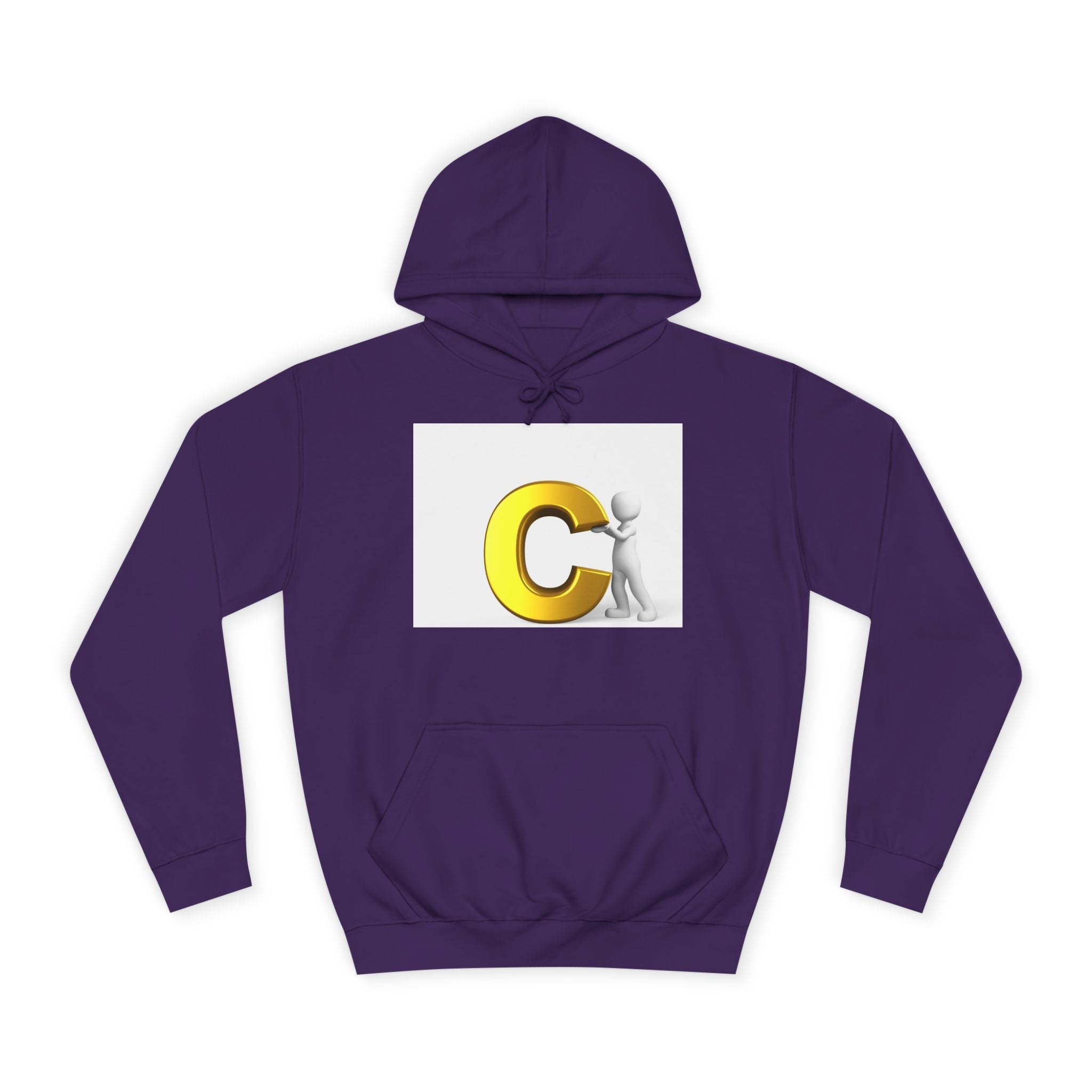 Sweat à capuche jaune 3D lettre C avec personnage | Sweat-shirt monogramme initial