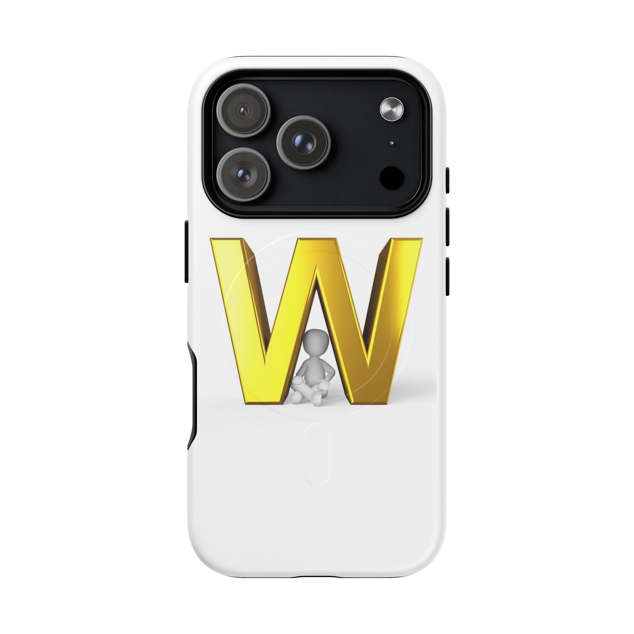 Coque de téléphone à monogramme lettre W or | Coque magnétique résistante
