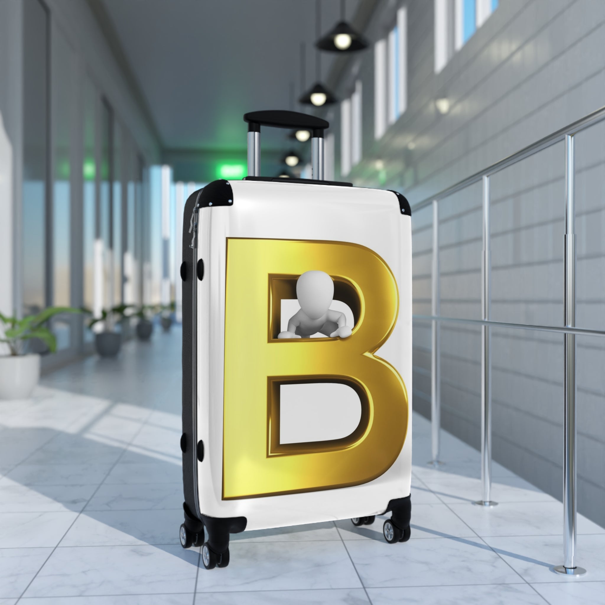 Gold Letter B Monogram Suitcase | Initial Luggage Cover
