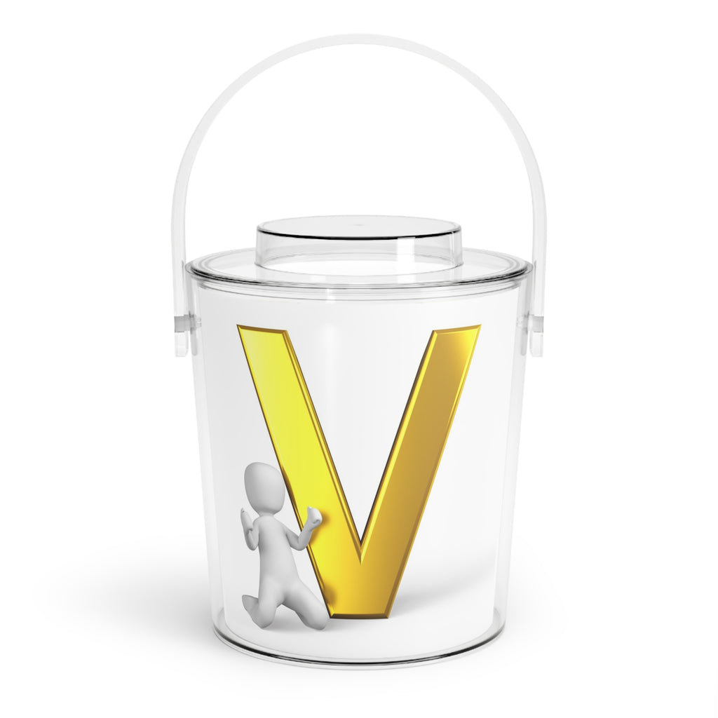 Gold Letter V Monogram Ice Bucket