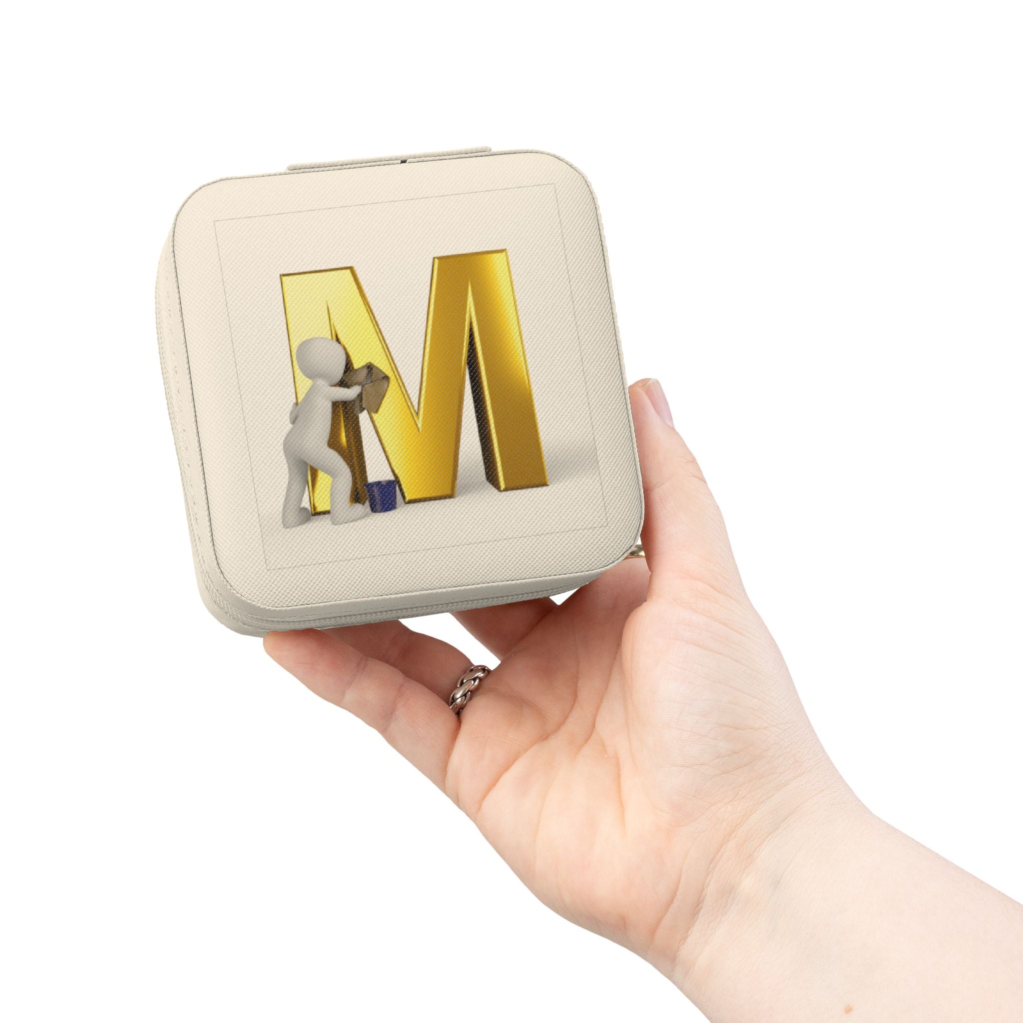 Monogram M Jewelry Travel Case | Compact Velvet Organizer | Portable Ring Earring Box