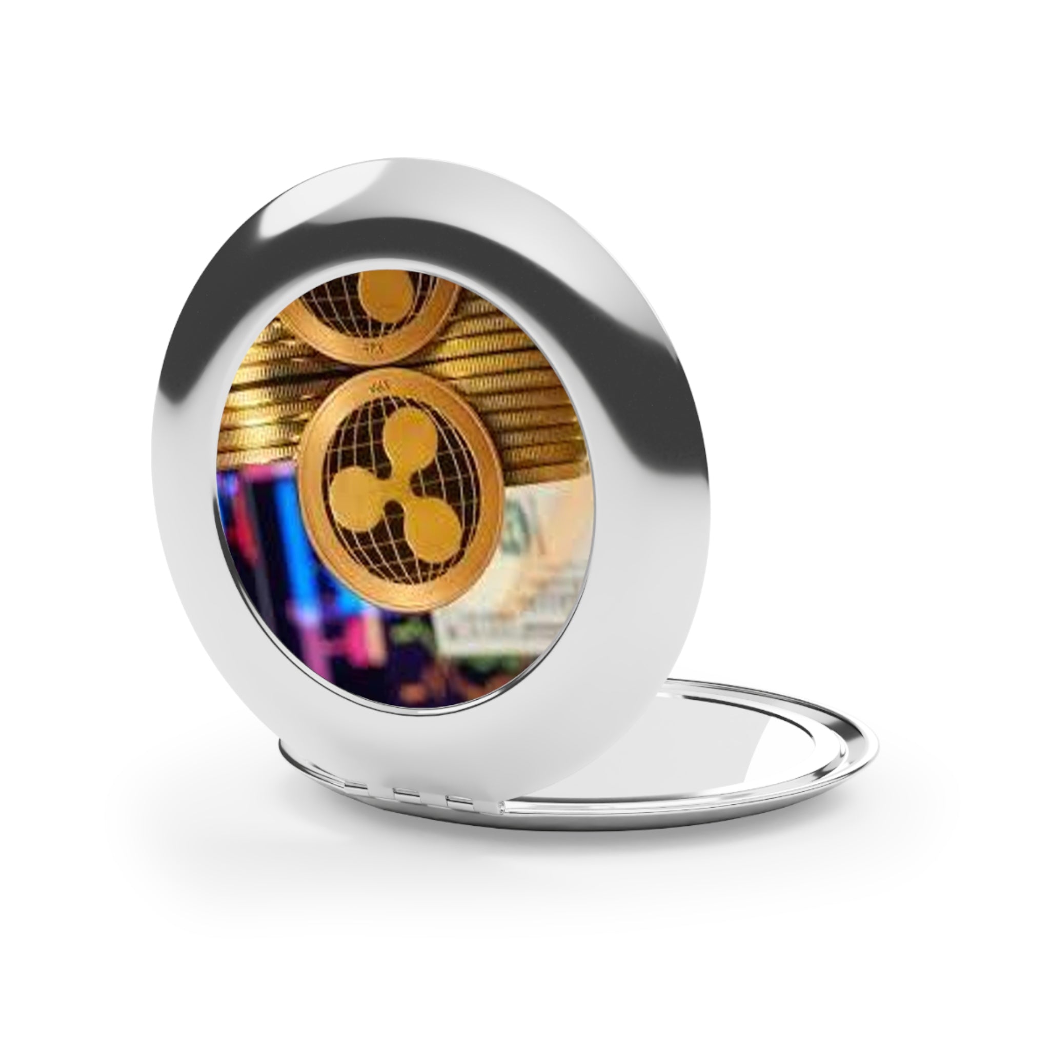 Ripple Crypto Coin Compact Travel Mirror | Ripple XRP design, pocket mirror