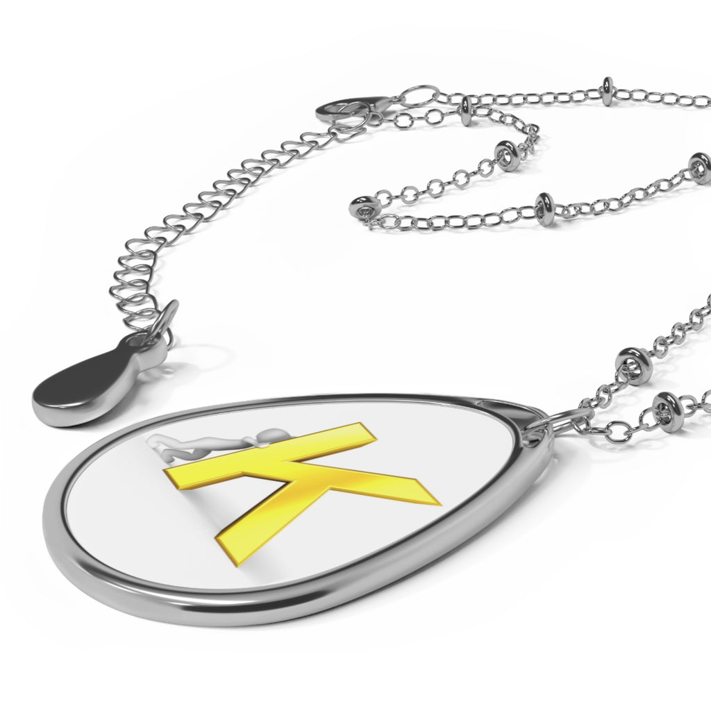Gold Letter K Oval Necklace — Personalized Initial Pendant