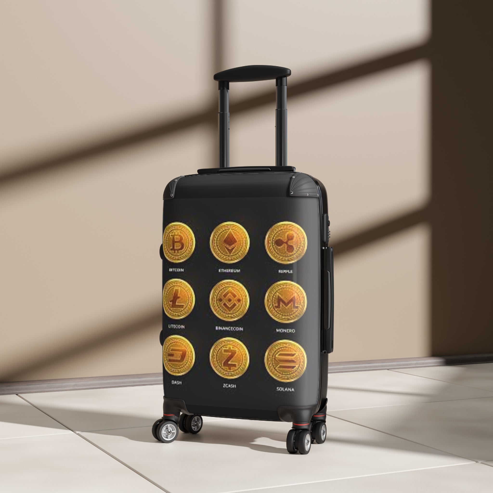 Cryptocurrency Coins Suitcase | Bitcoin Ethereum Litecoin Travel Luggage