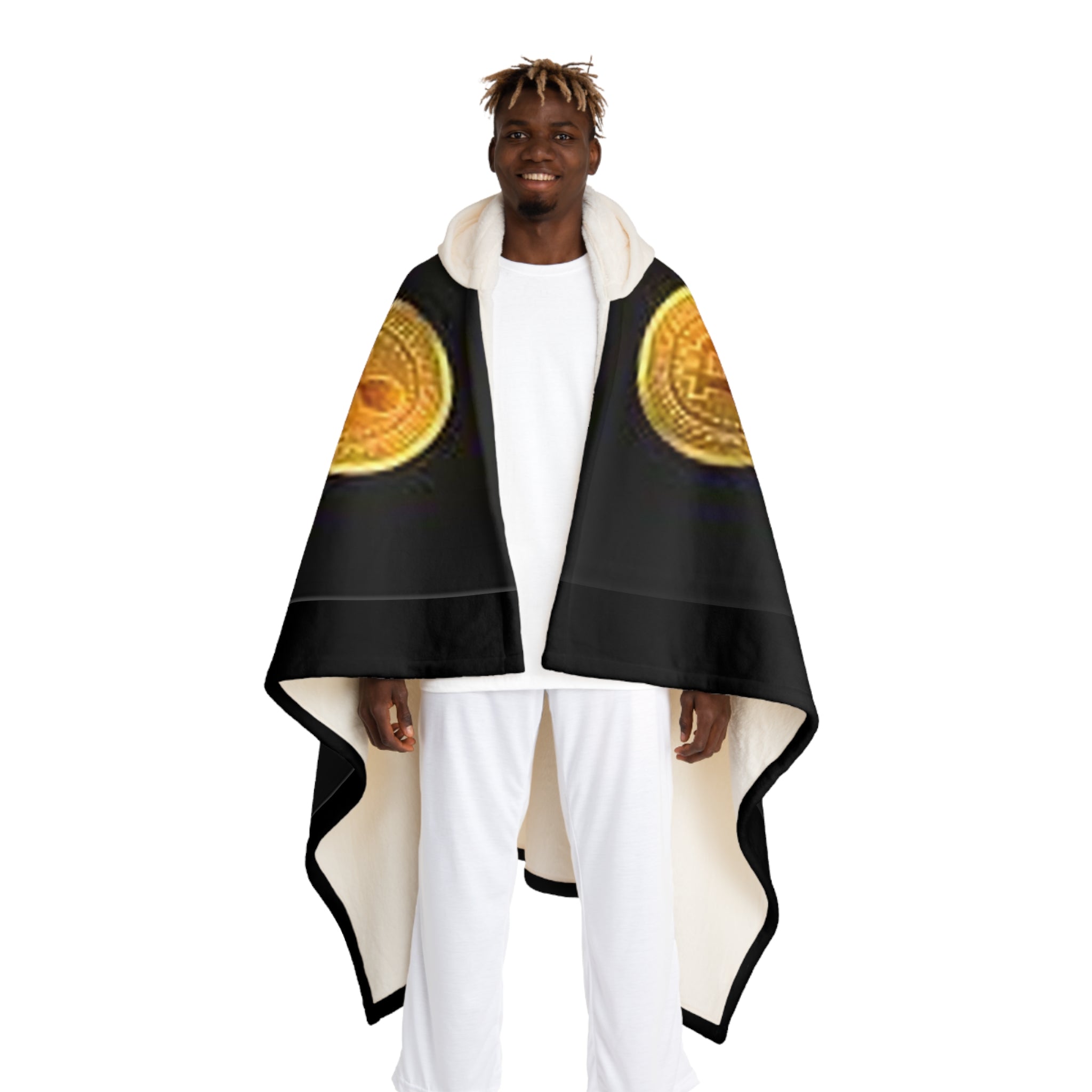 Several Golden Coins Hooded Blanket | Cryptocurrency Hooded Sherpa