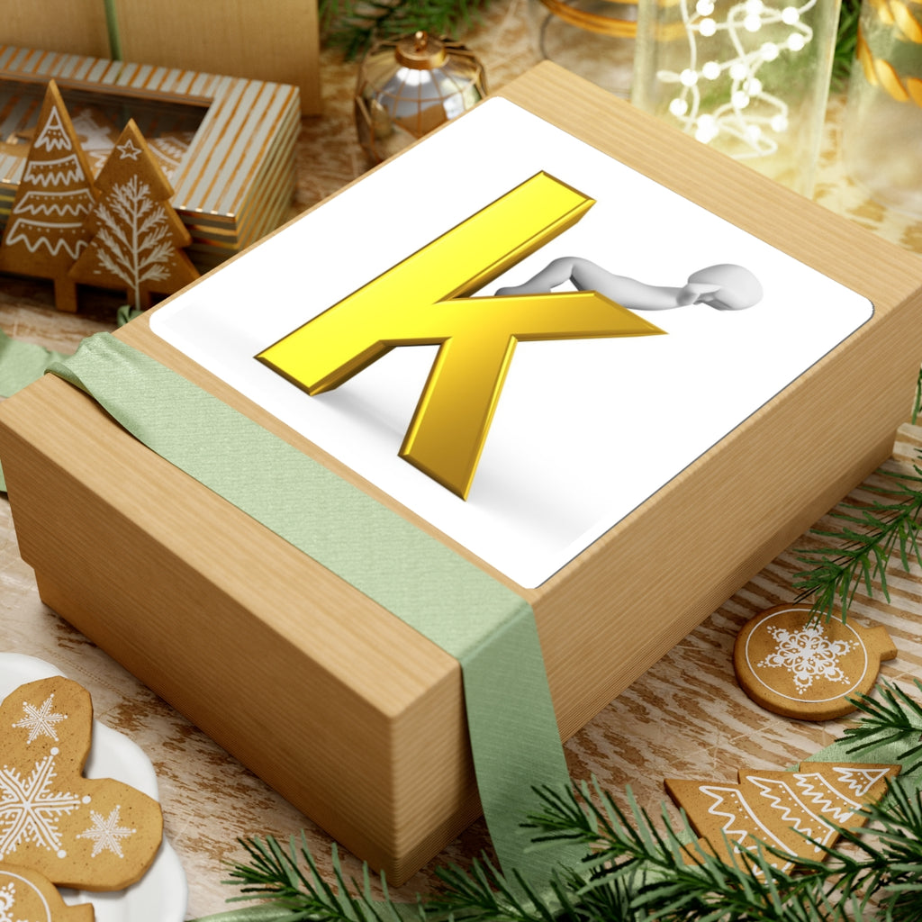 Gold Letter K with 3D Figure Sticker | Kiss-Cut Sticker