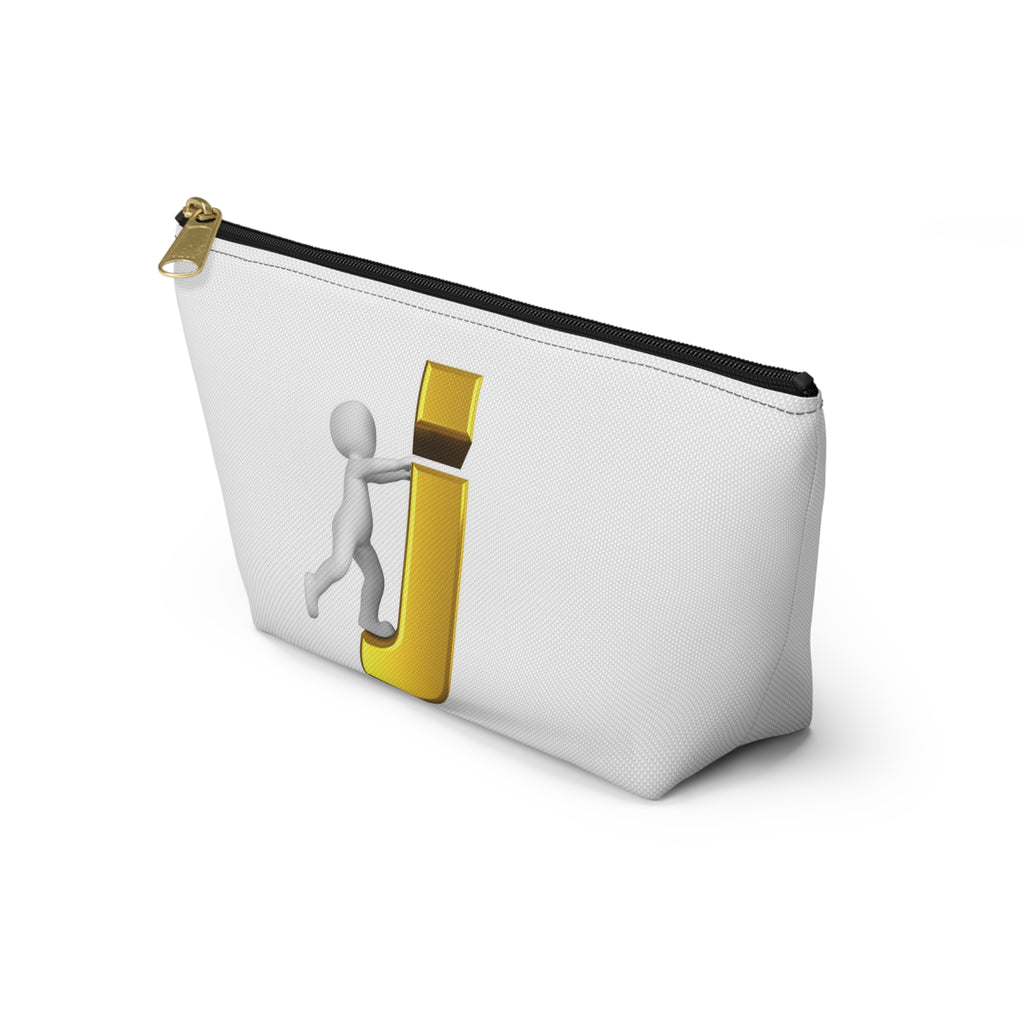 Stick Figure Pushing Gold Letter J Accessory Pouch
