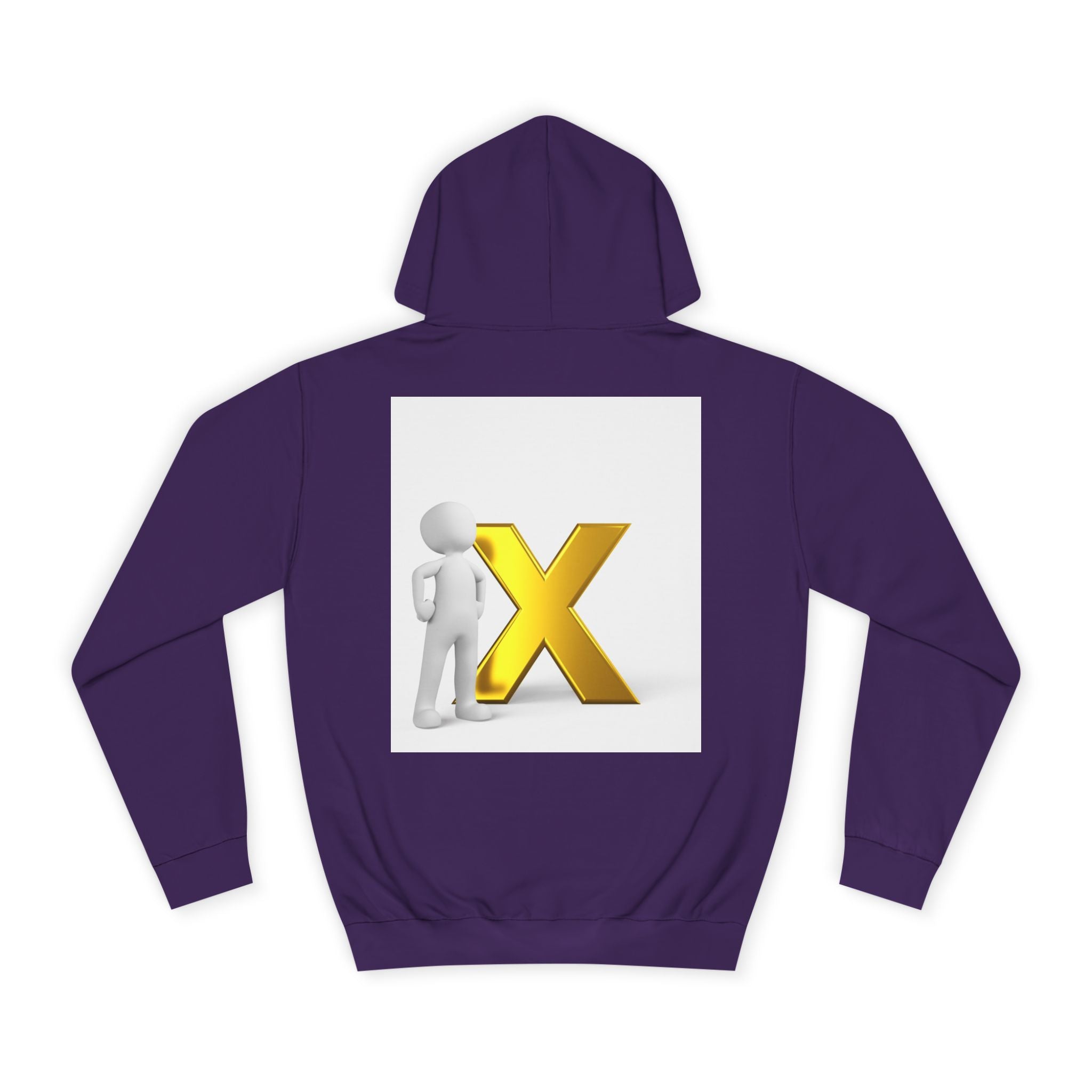 3D Figure Leaning on Gold X Hoodie | Letter X Initial Pullover