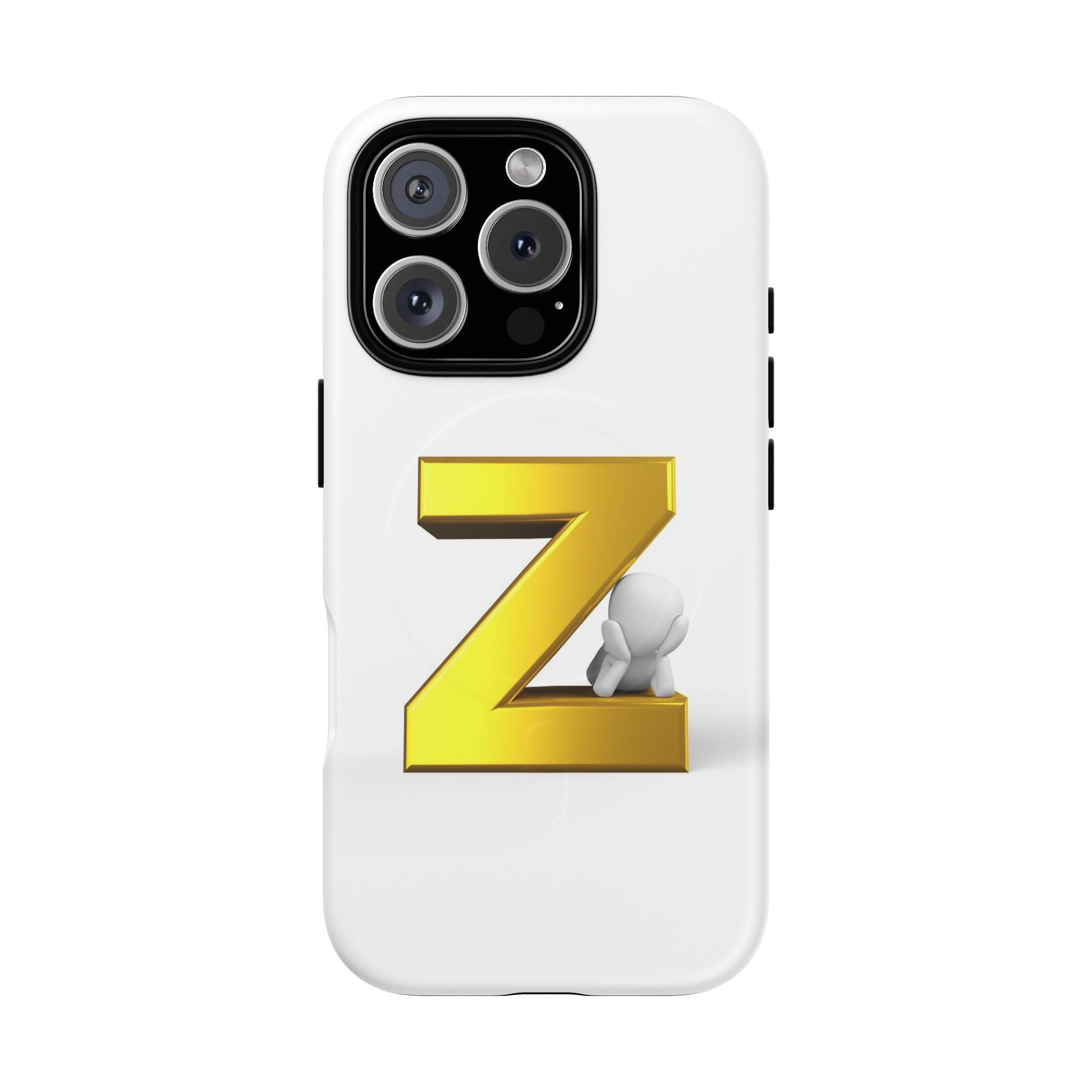 Coque de Téléphone Lettre Z Or 3D | Coque Magnétique Robuste, Initiale Monogramme