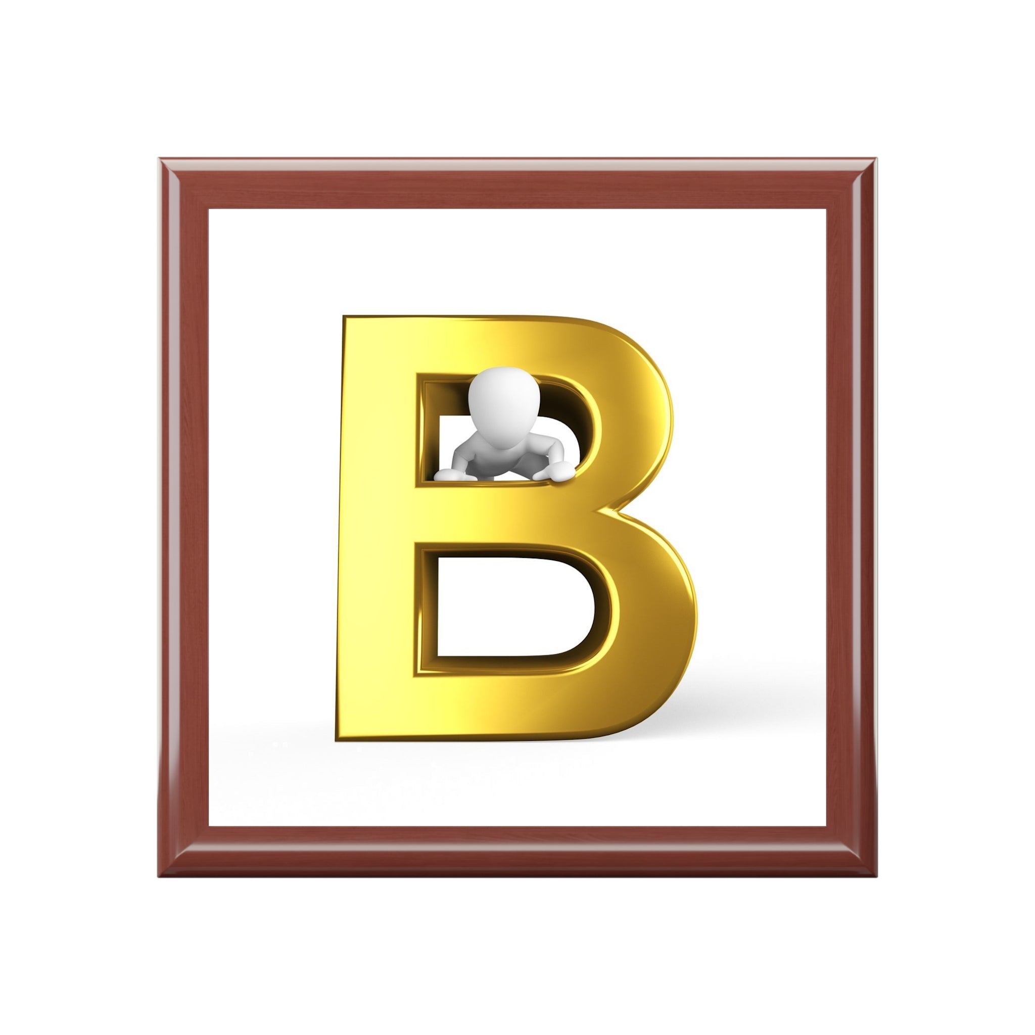 Gold Letter B Monogram Jewelry Box | Personalized Initial Keepsake