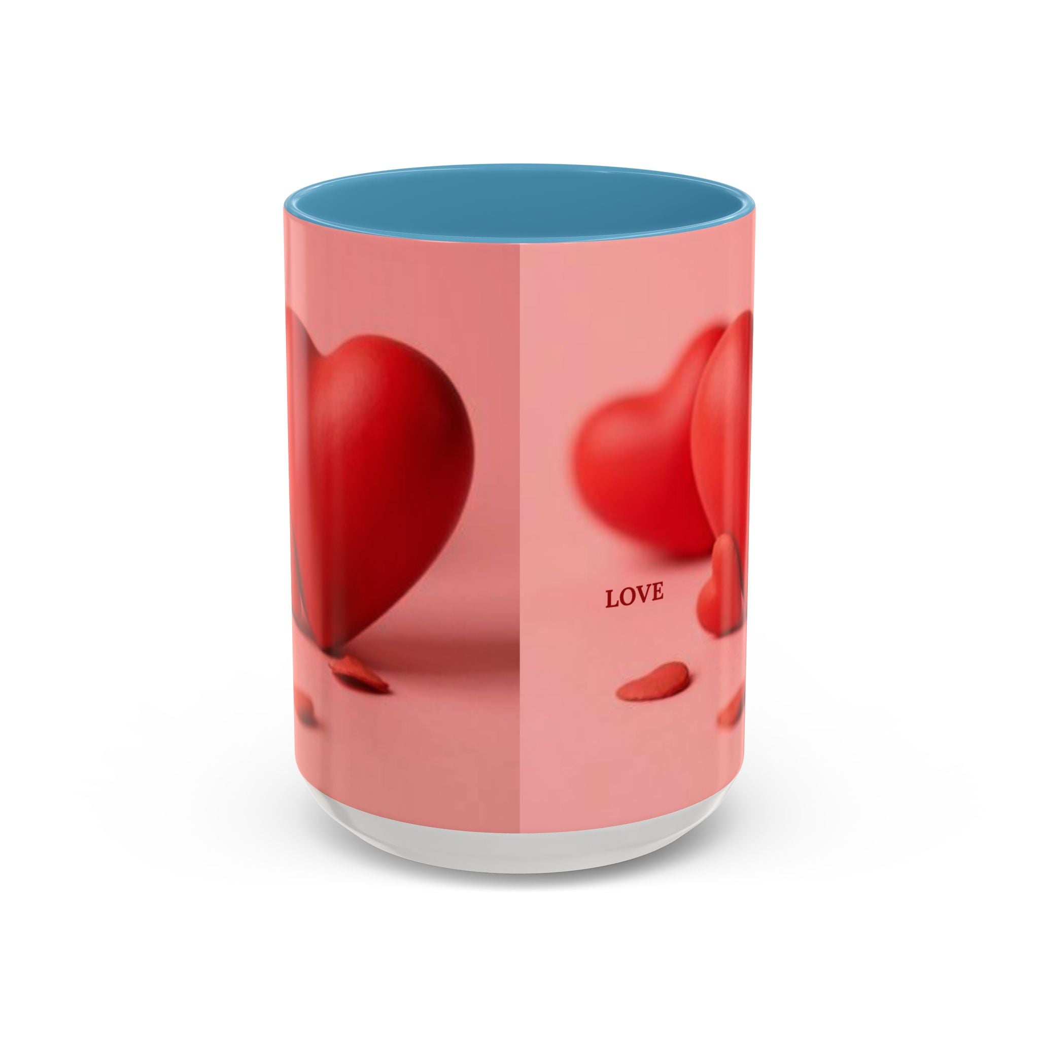 Red Heart Love Design Accent Coffee Mug | Valentine Heart Ceramic Mug