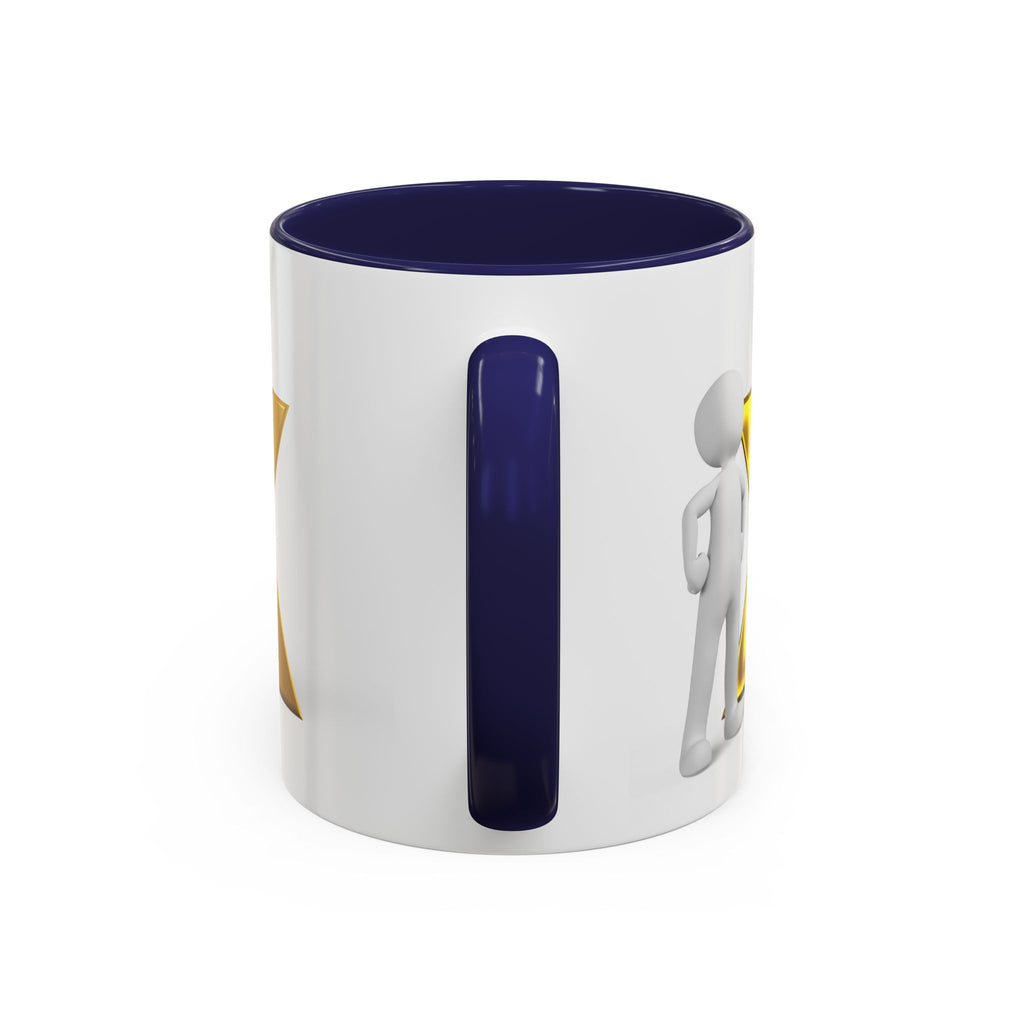 3D Gold X with Figure Mug | Accent Coffee Mug