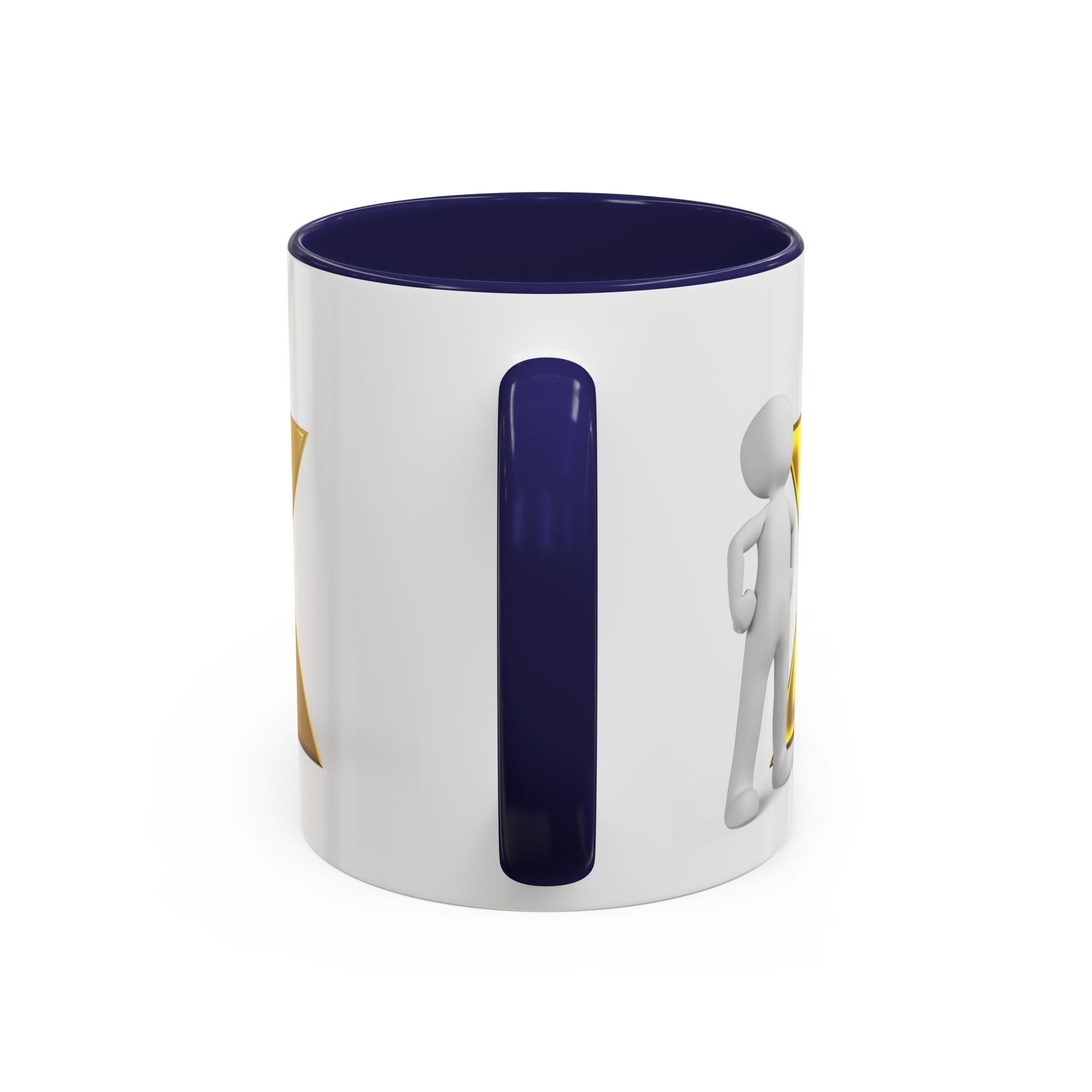 3D Gold X with Figure Mug | Accent Coffee Mug