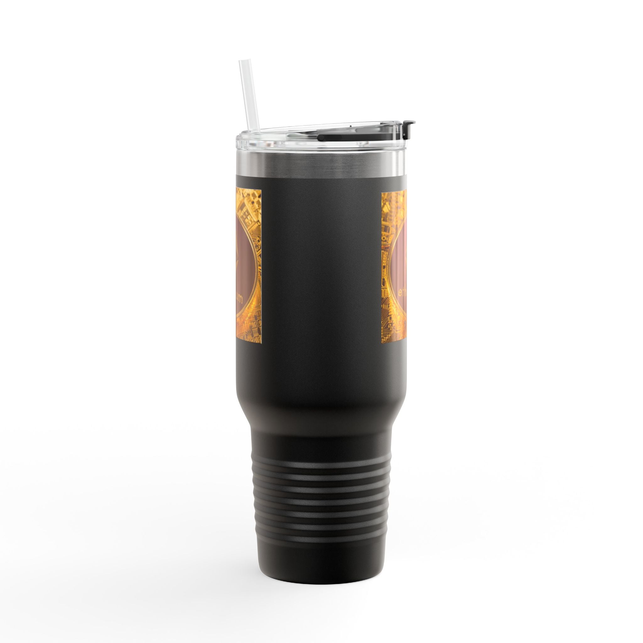 Mug de voyage isotherme 40oz motif pièce Ethereum | Tumbler isotherme logo crypto
