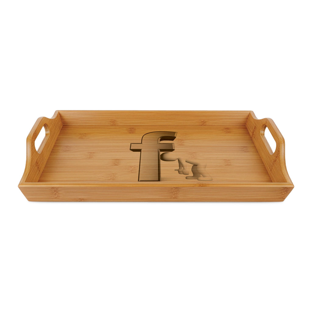 Engraved Letter F Bamboo Serving Tray | Personalized Monogram Tray