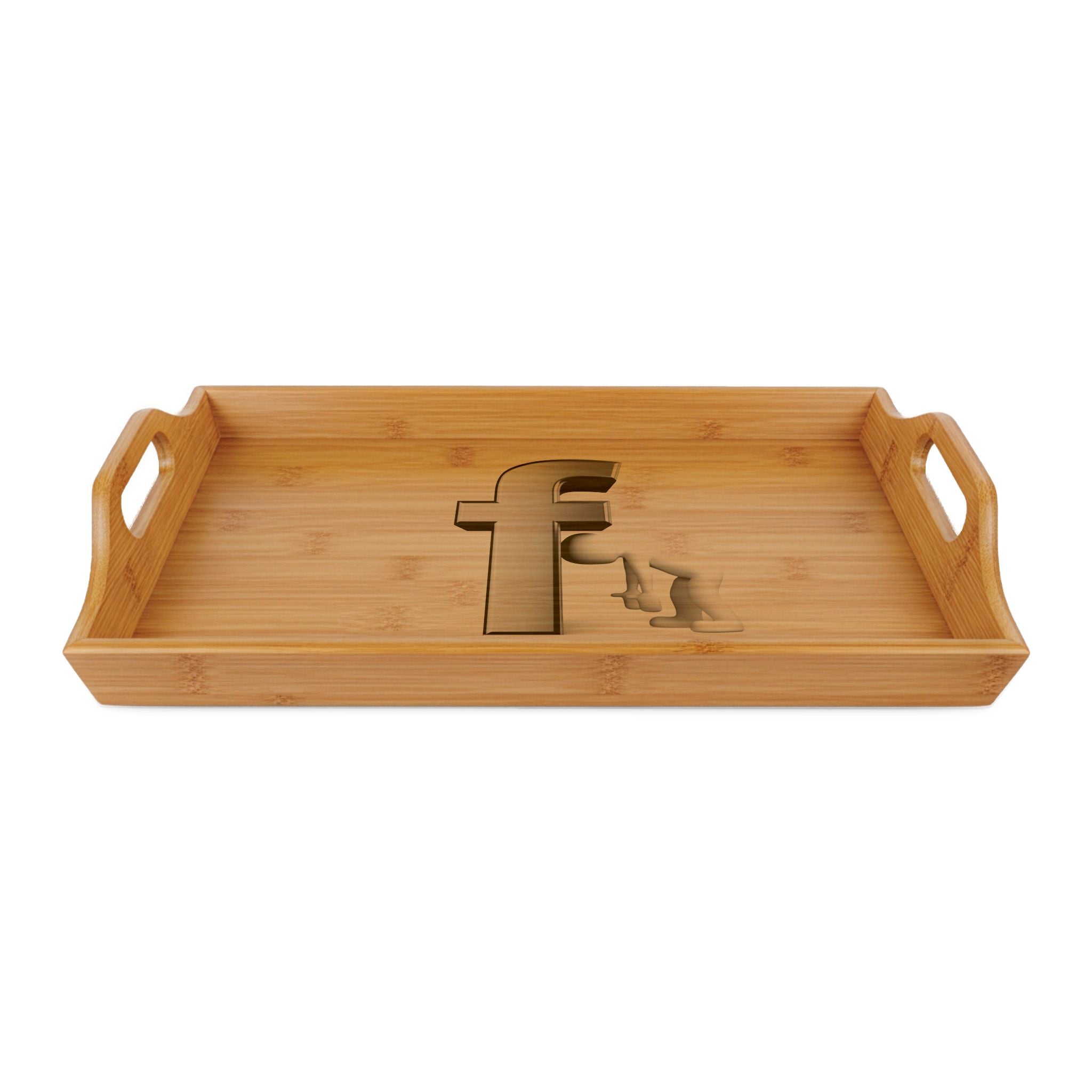 Engraved Letter F Bamboo Serving Tray | Personalized Monogram Tray