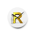 Gold Letter R Monogram Acrylic Wall Clock | Initial R Decor