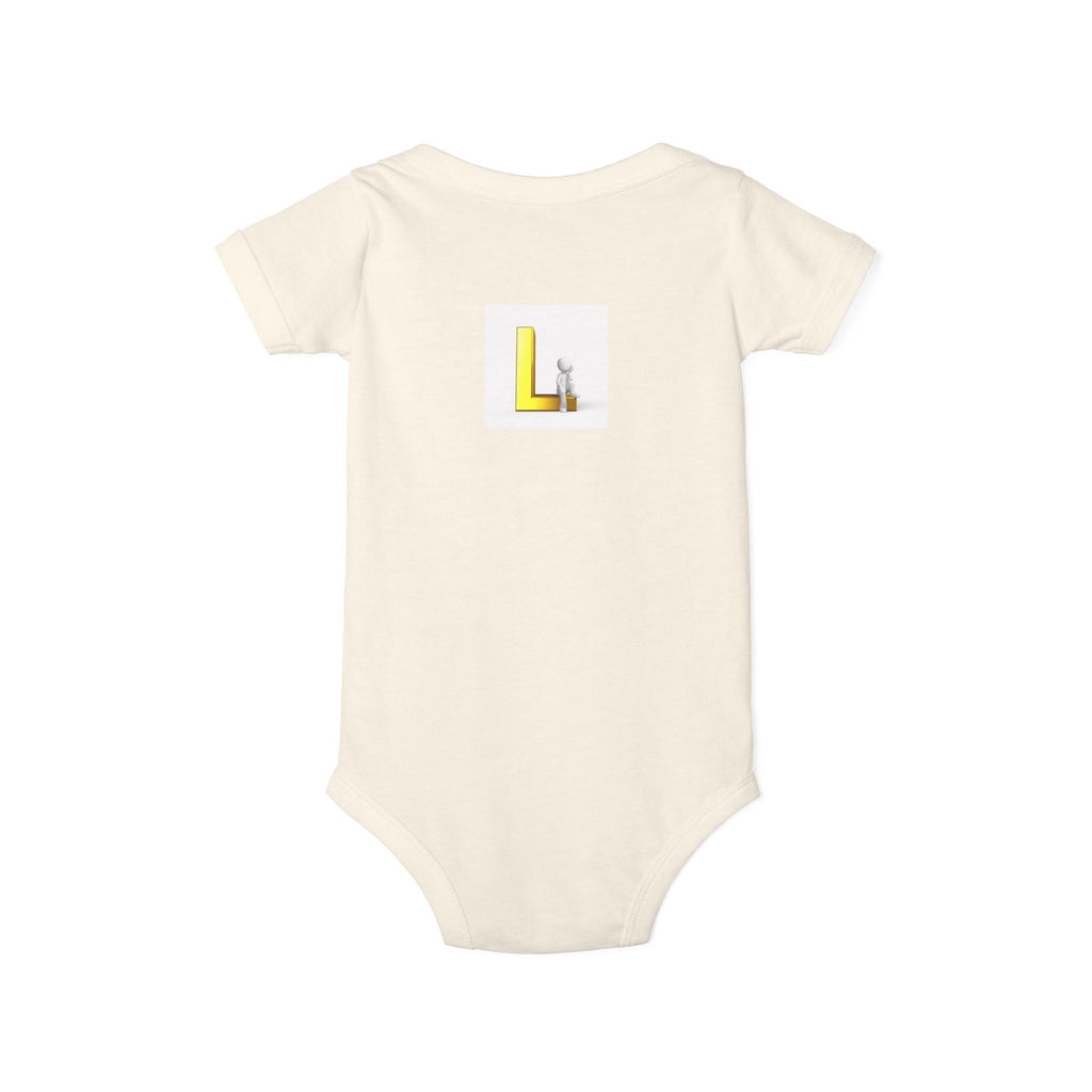 Yellow Block Letter L with Little Lamb Infant Onesie