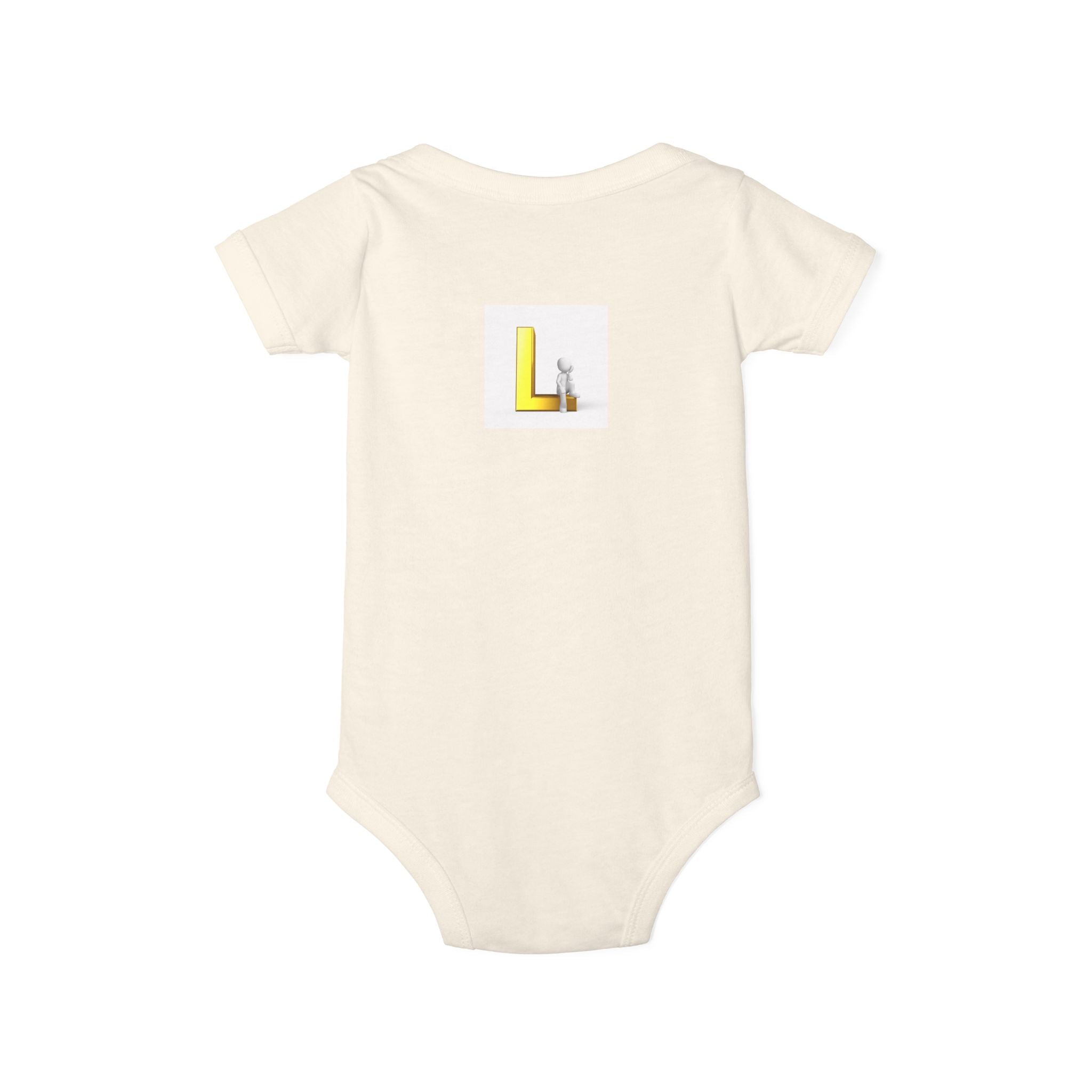 Yellow Block Letter L with Little Lamb Infant Onesie