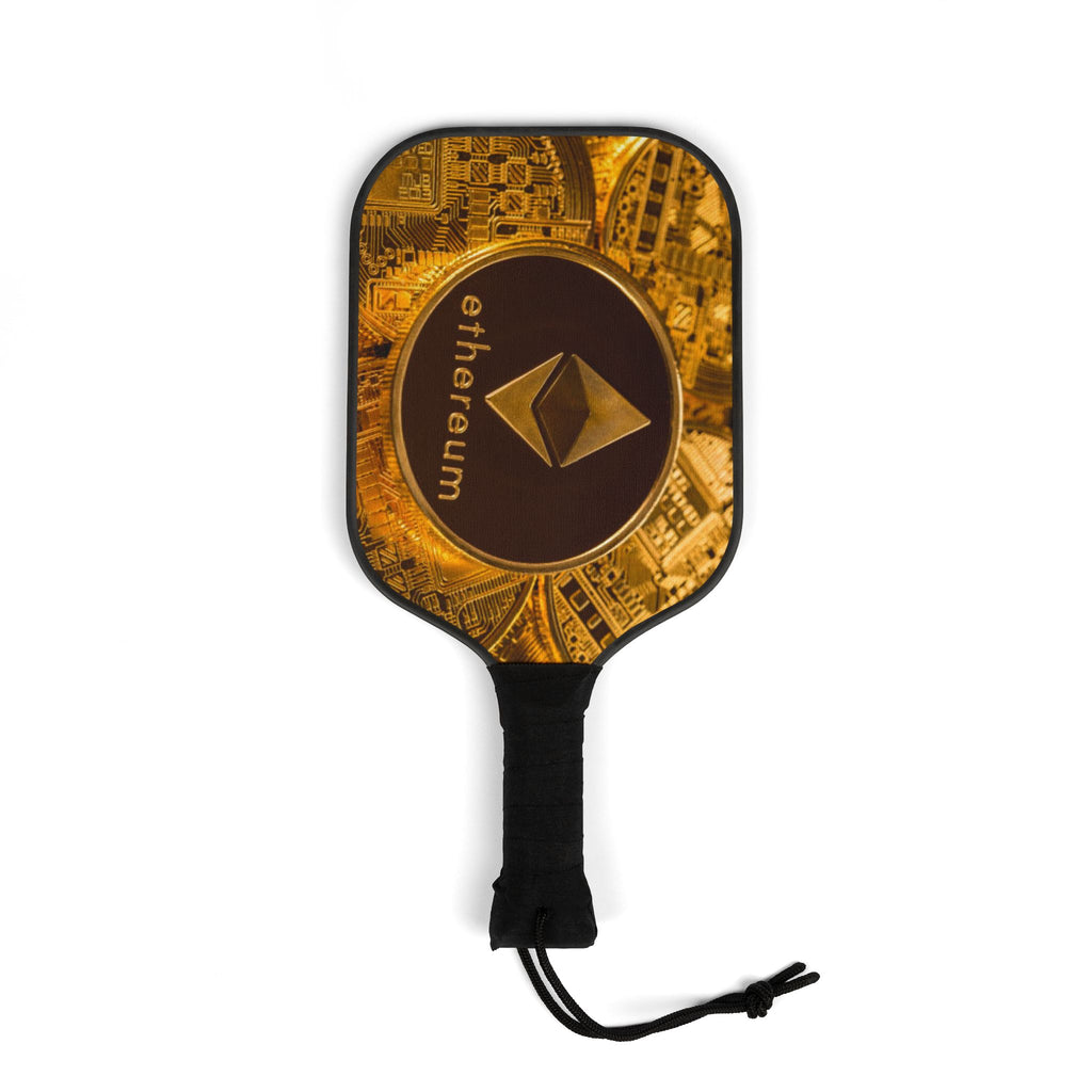 Ethereum Crypto Coin Pickleball Paddle | Bitcoin Gold Circuit Design