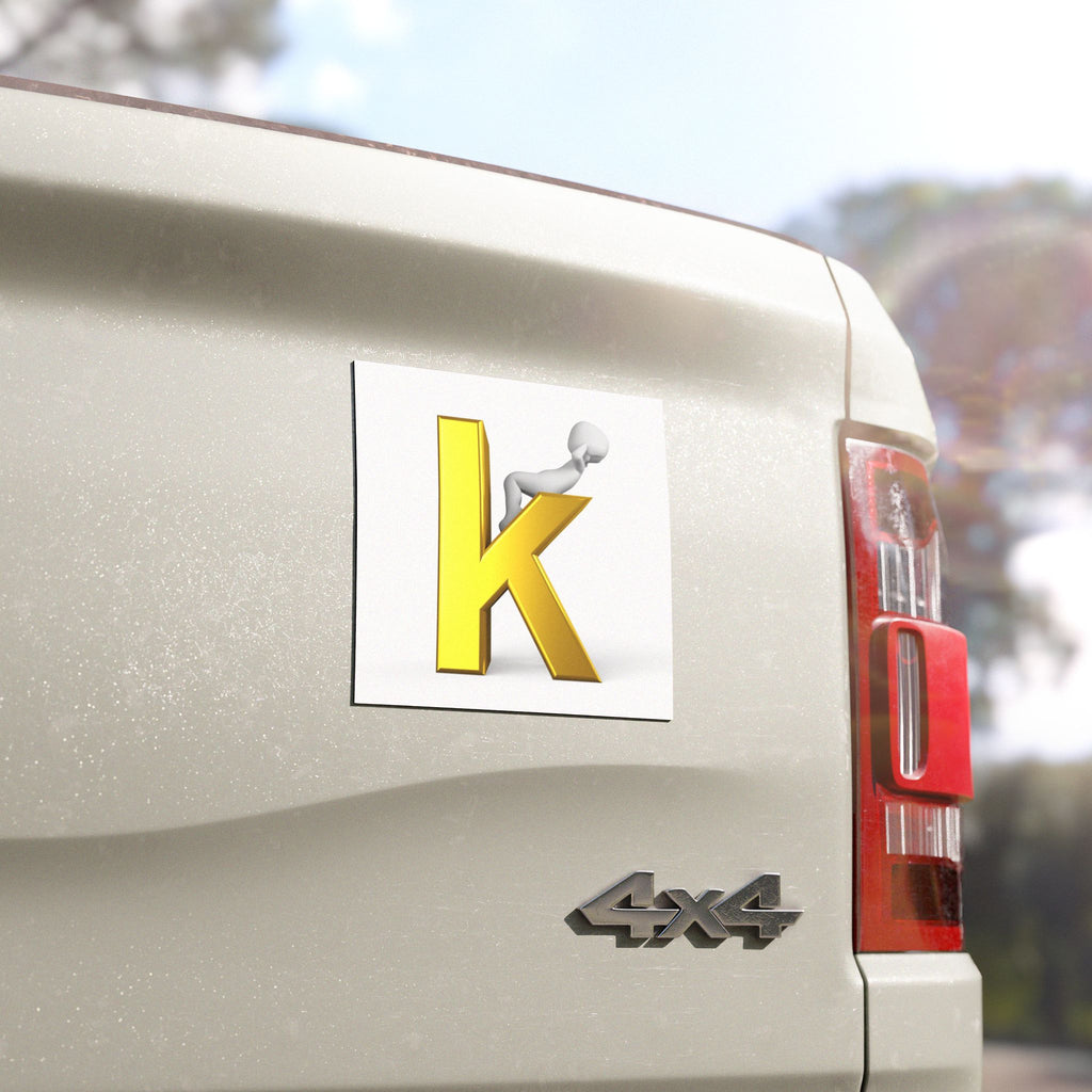 Gold Letter K Car Magnet