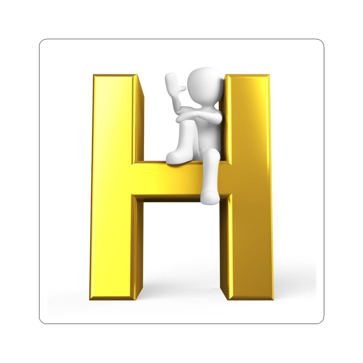 Lettre H 3D Dorée avec Autocollant de Personnage