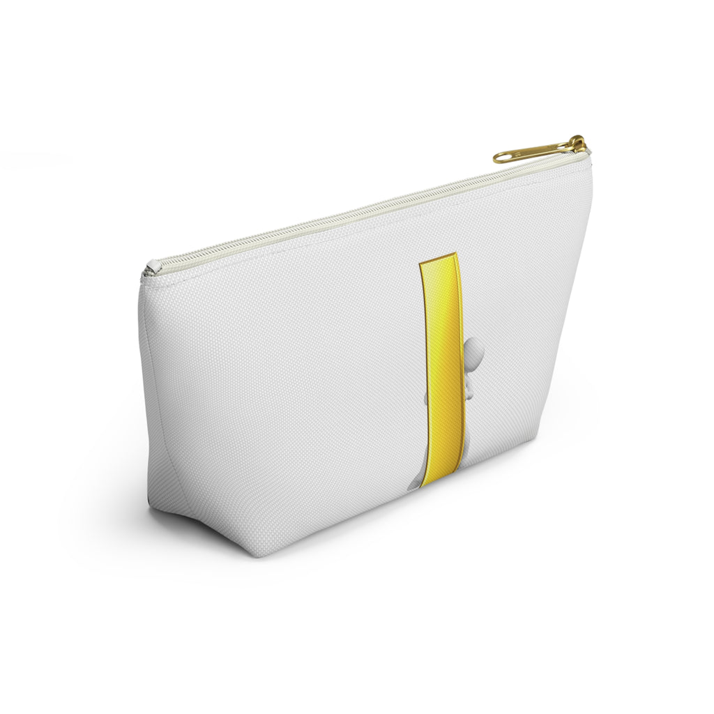 3D Stick Figure Holding Gold Letter i Accessory Pouch | T-Bottom Cosmetic Bag