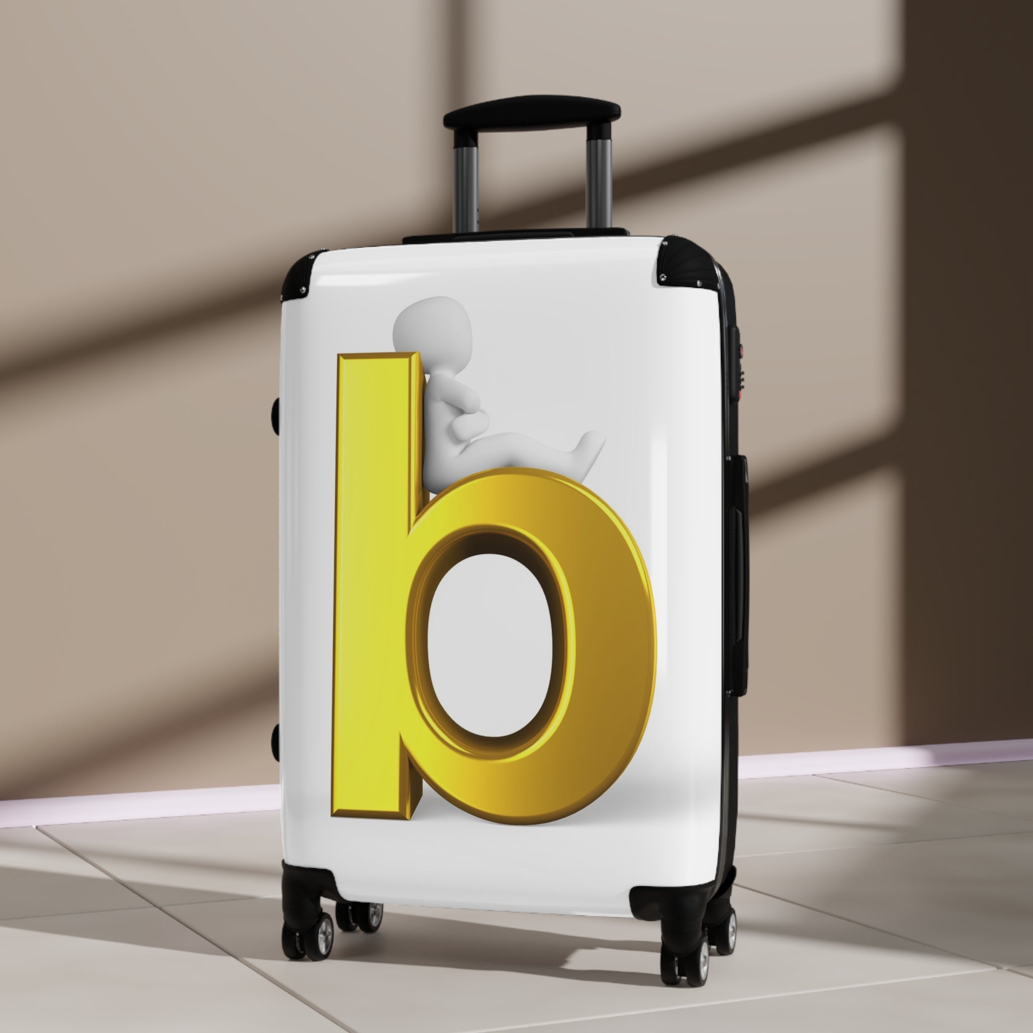 Gold Letter B Suitcase | Monogram Luggage