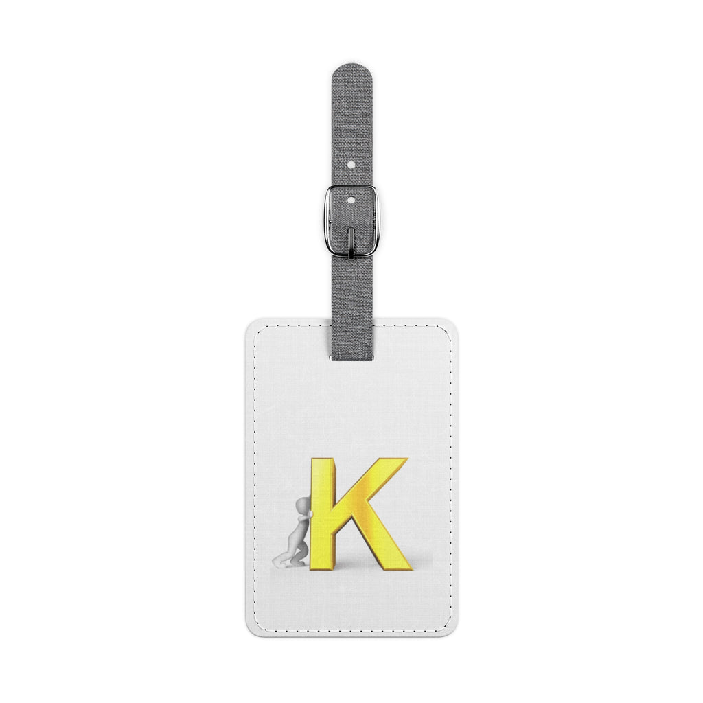Yellow Letter K Monogram Luggage Tag | Rectangle Polyester