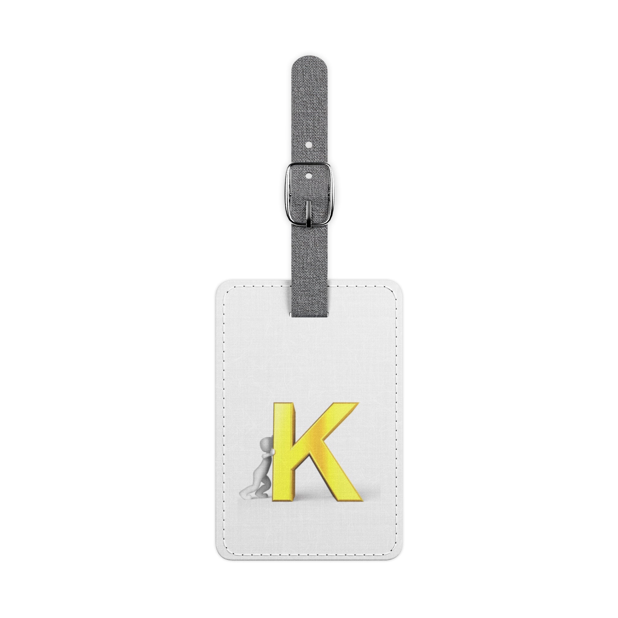 Yellow Letter K Monogram Luggage Tag | Rectangle Polyester