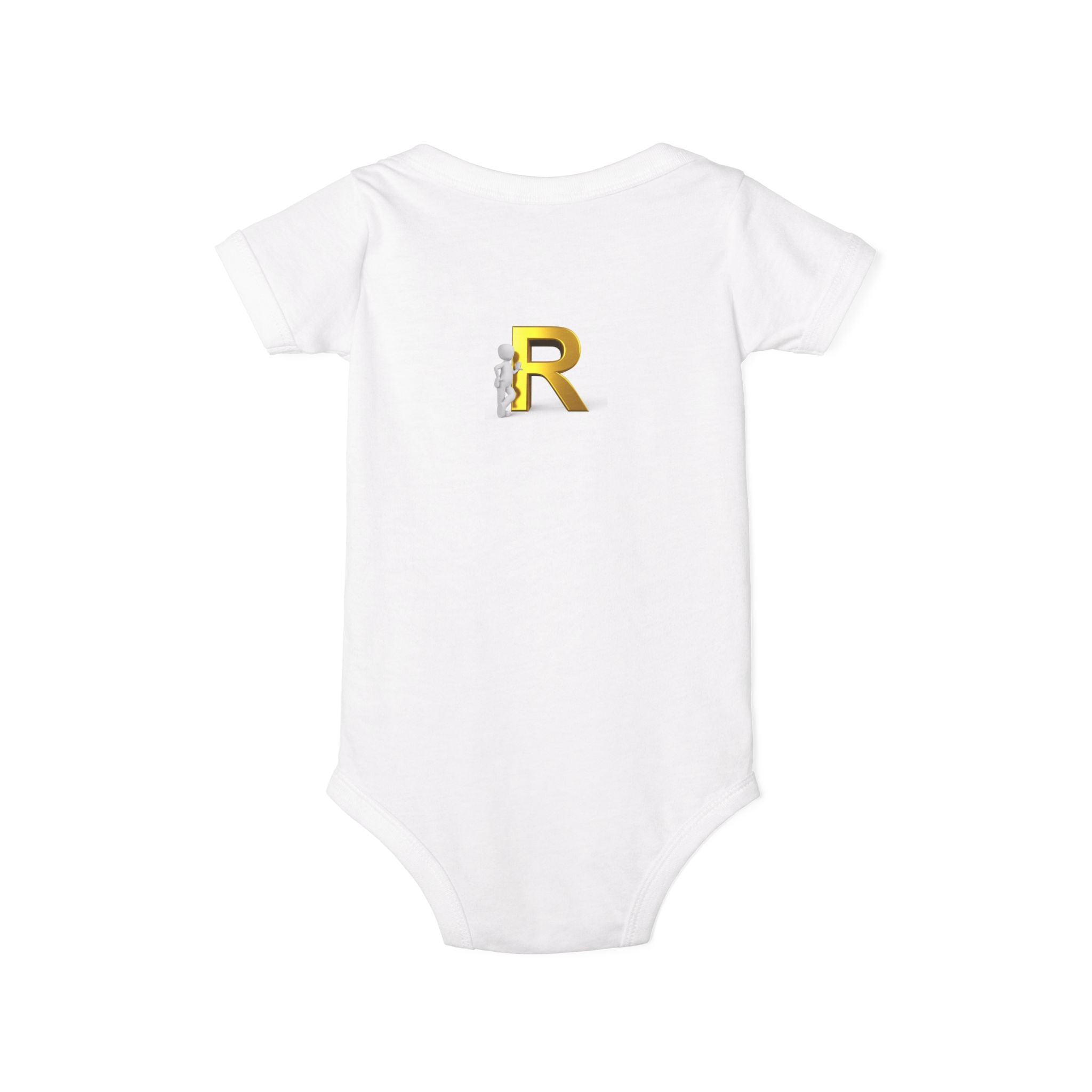 Gold Letter R Monogram Infant Onesie | Baby Bodysuit