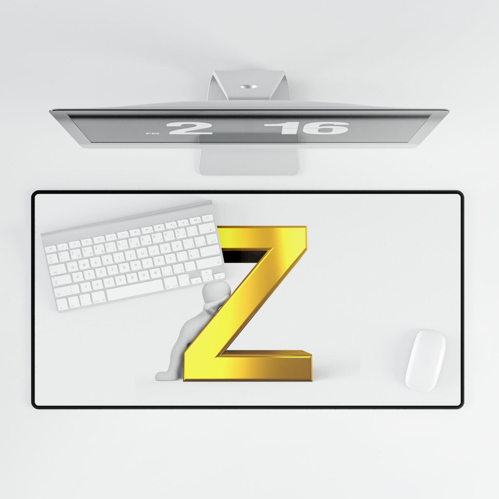 Gold Letter Z Desk Mat | Monogram Mouse Pad Desk Mat