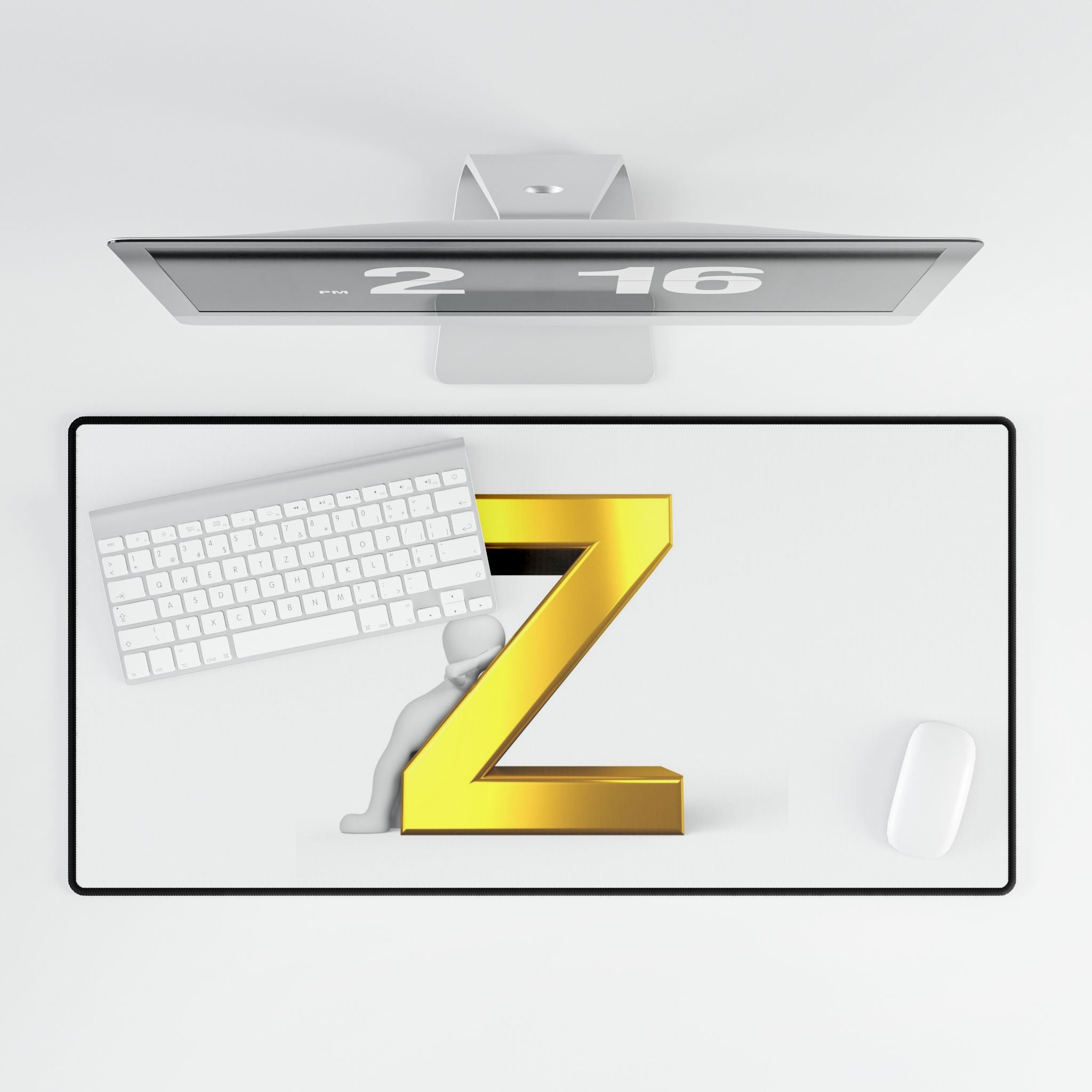 Gold Letter Z Desk Mat | Monogram Mouse Pad Desk Mat