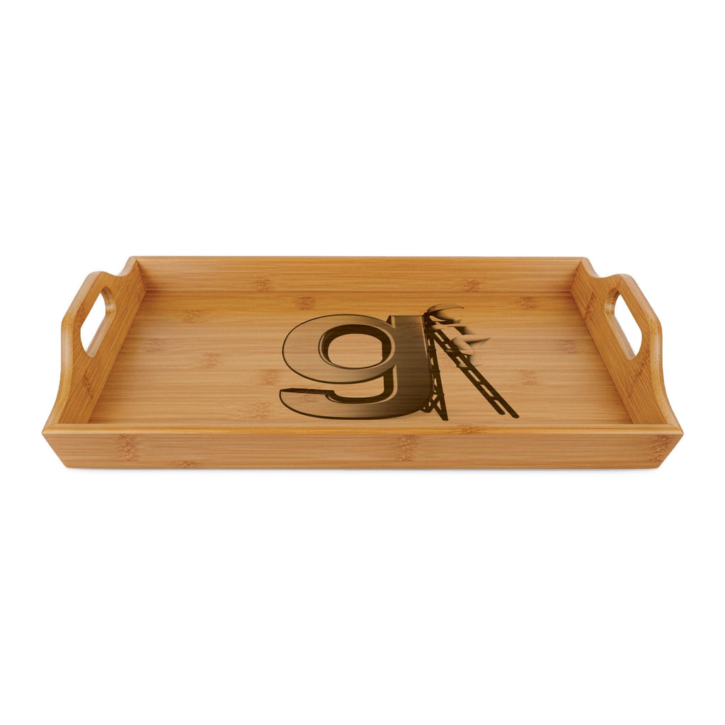 Number 9 Ladder Engraved Bamboo Serving Tray | Personalized Monogram Tray