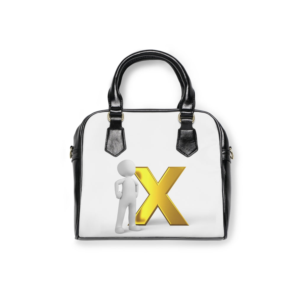 3D Person with Gold X Shoulder Handbag | Initial Monogram Bag