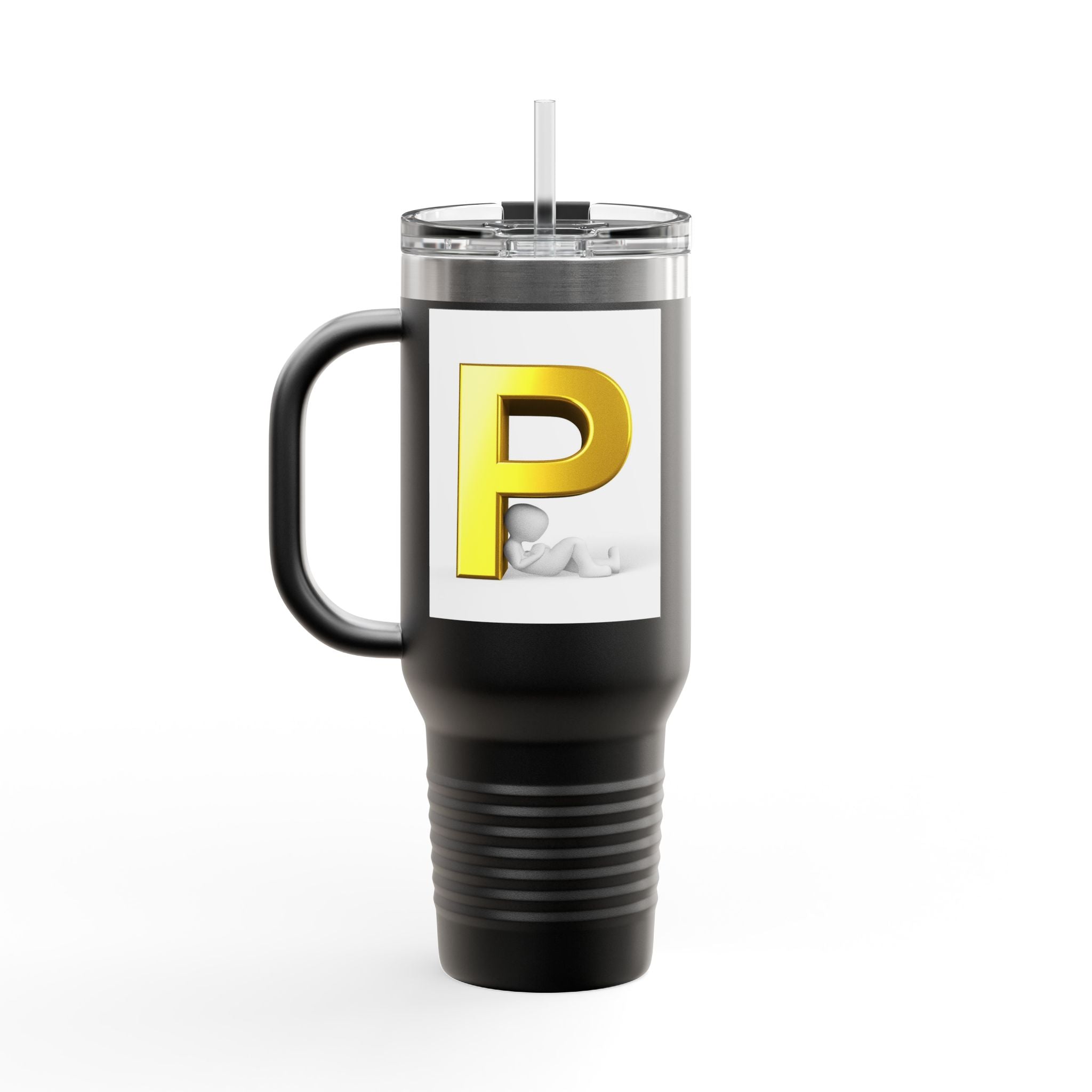 Gold Letter P Monogram Travel Mug | 40oz Insulated Tumbler