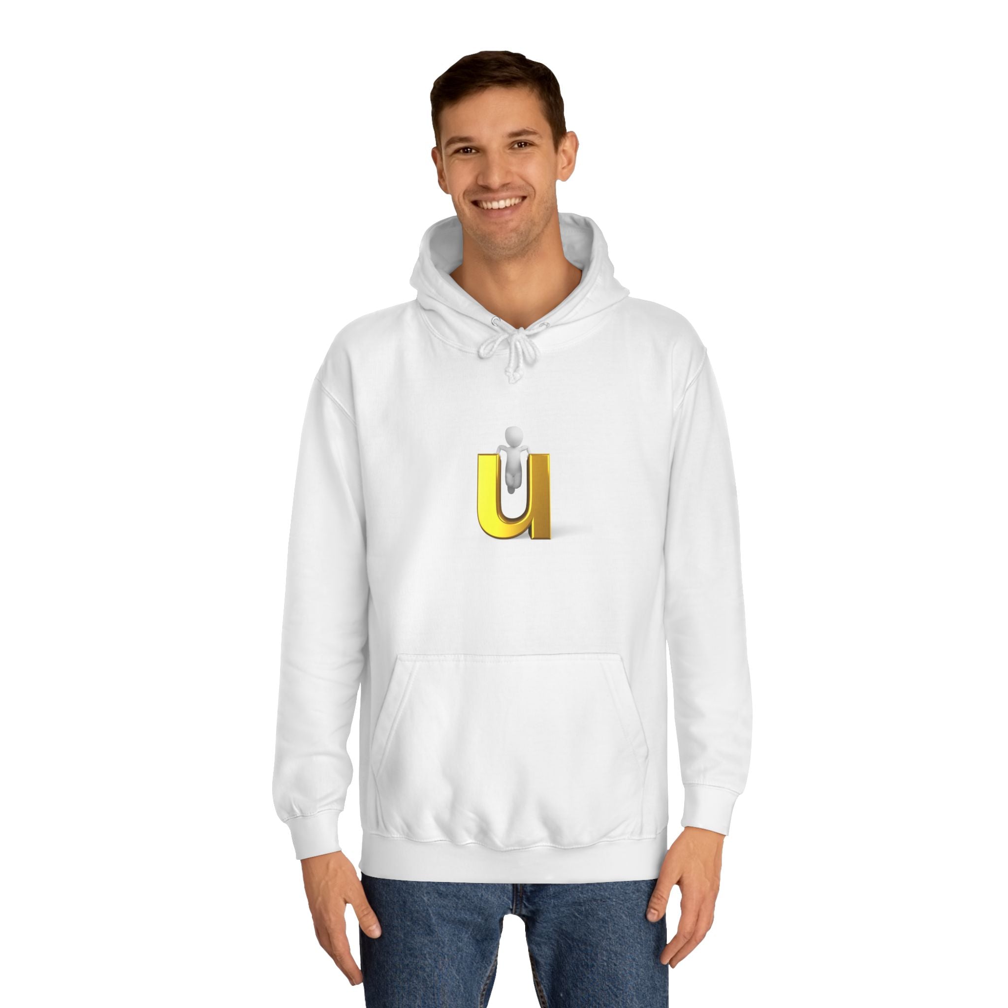 3D Gold Letter U Hoodie | Minimal Initial Sweatshirt