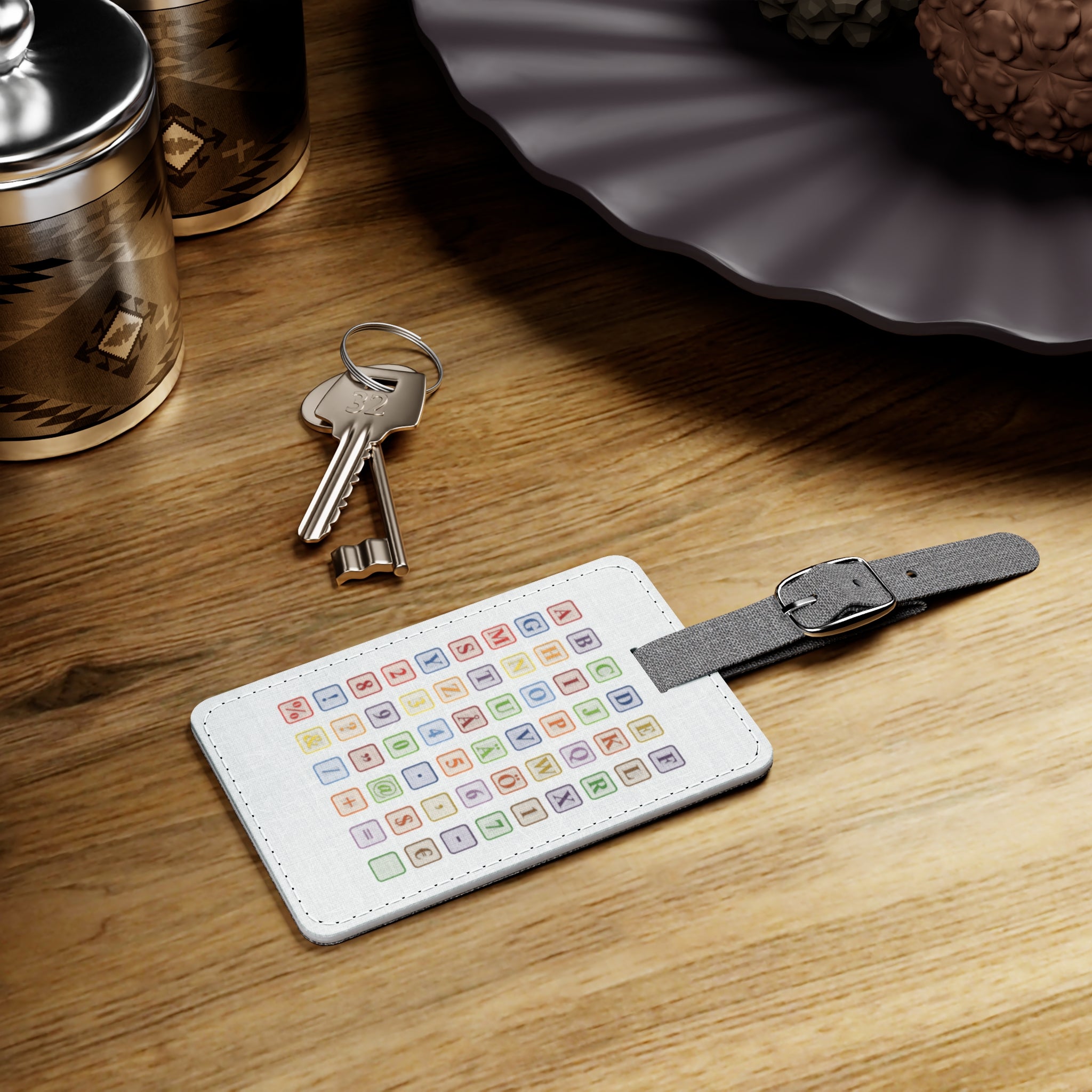 Watercolor Alphabet Grid Luggage Tag, Rectangle