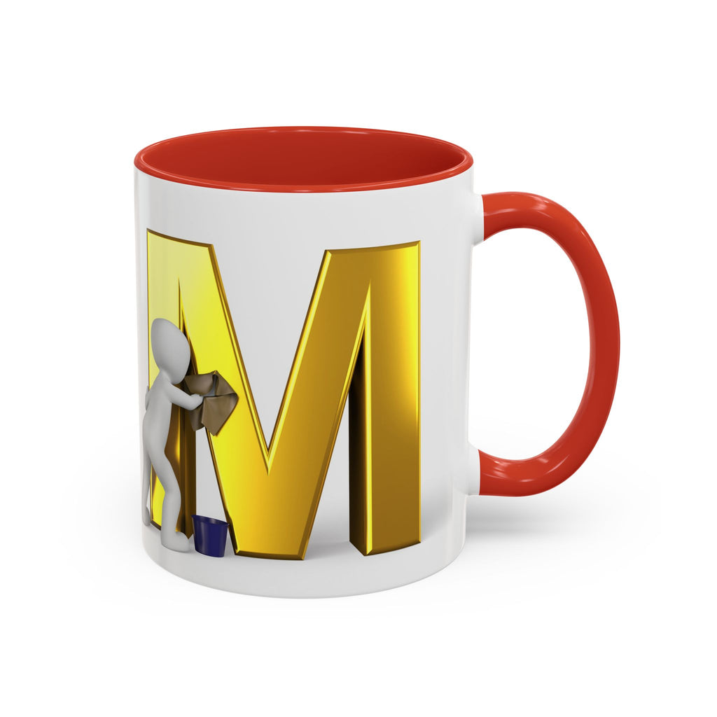 Goldfarbene Buchstabe M mit Farbklecks-Akzent Tasse | Kaffeetasse