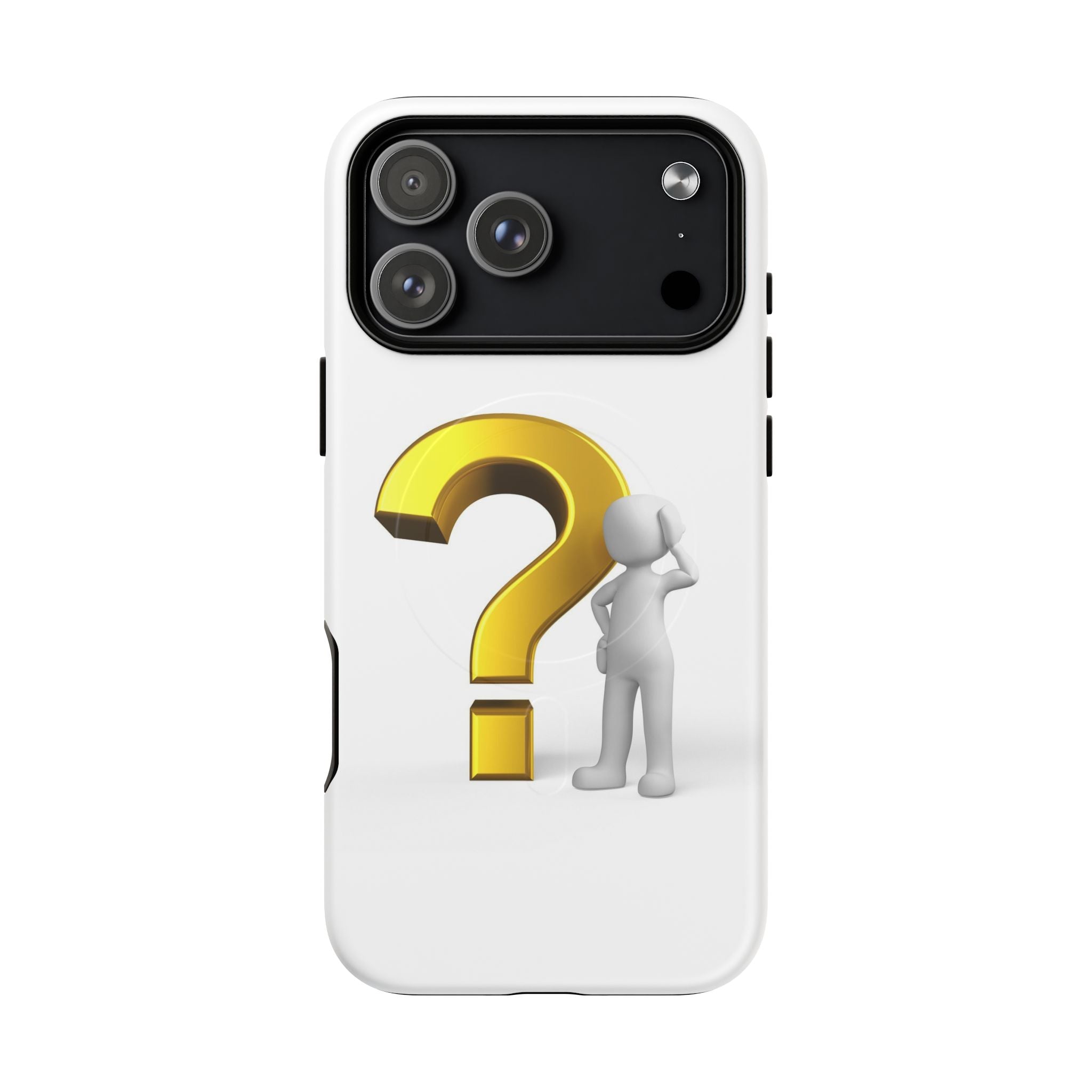 Coque de téléphone 3D point d'interrogation | Coque magnétique robuste