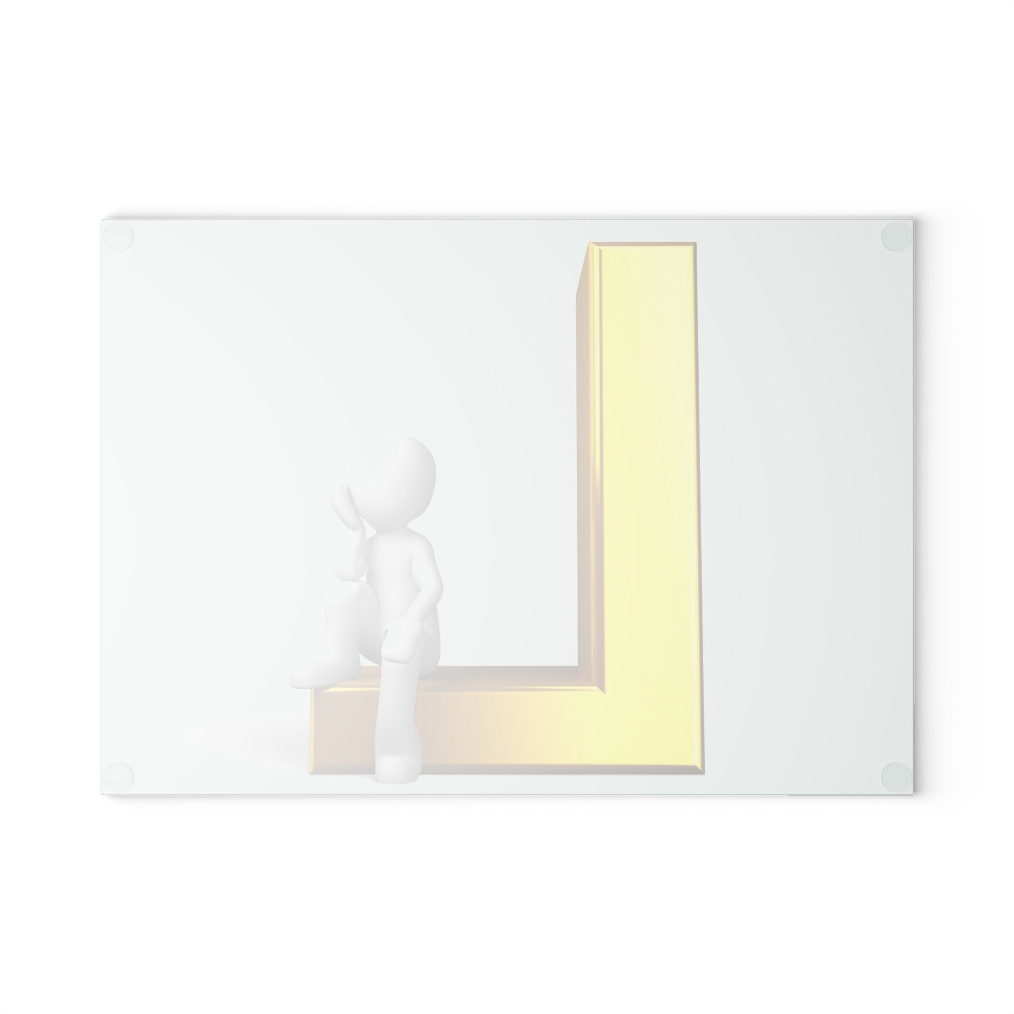Gold Letter L with Sitting Figure Glass Cutting Board | Monogram Initial Kitchen Decor