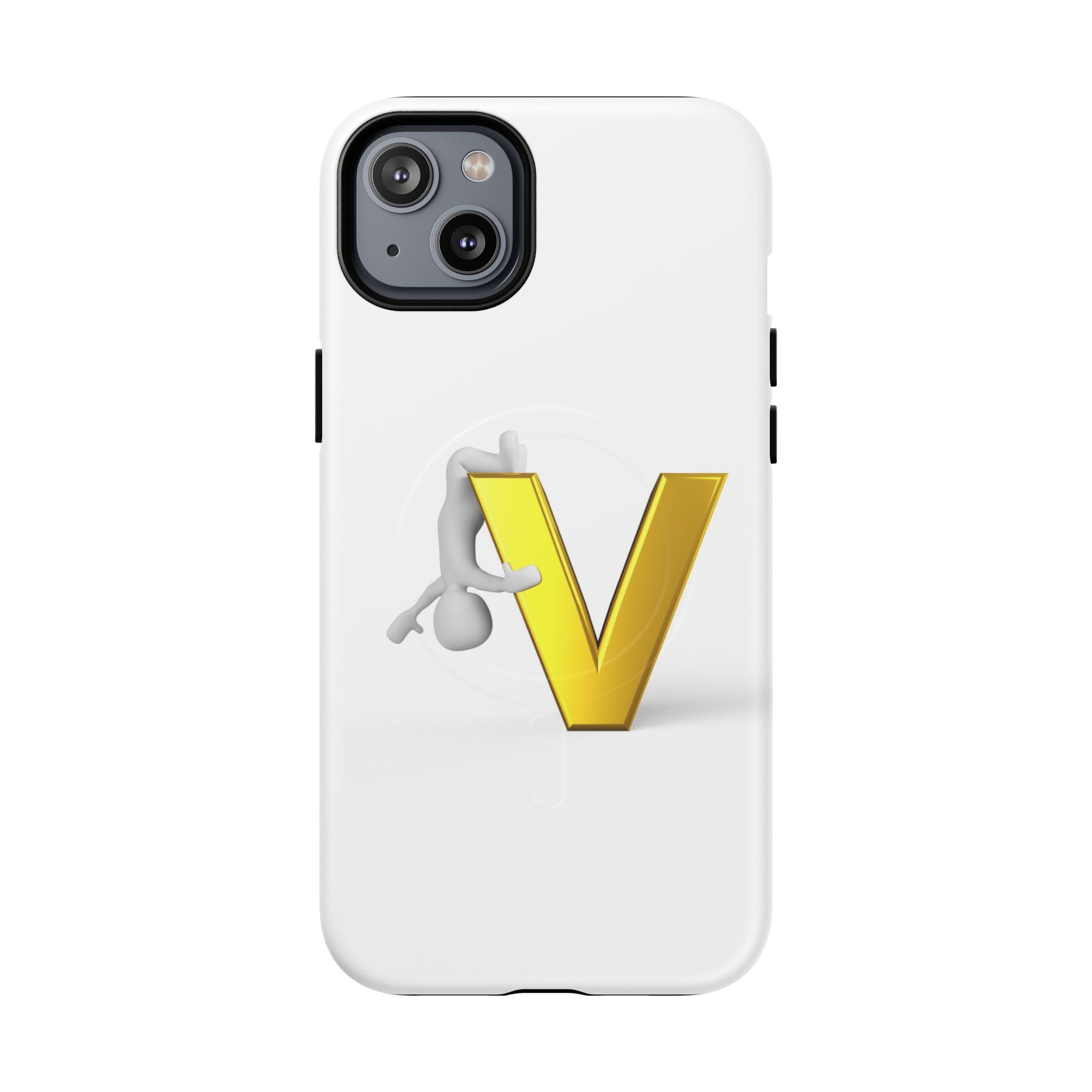 Coque de téléphone aimantée résistante 3D lettre V jaune | Coque iPhone Monogramme V